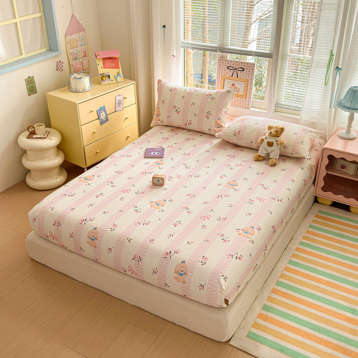 91家纺网 家纺一手货源 找家纺 女子家纺 2026新款全棉老粗布床笠 星愿