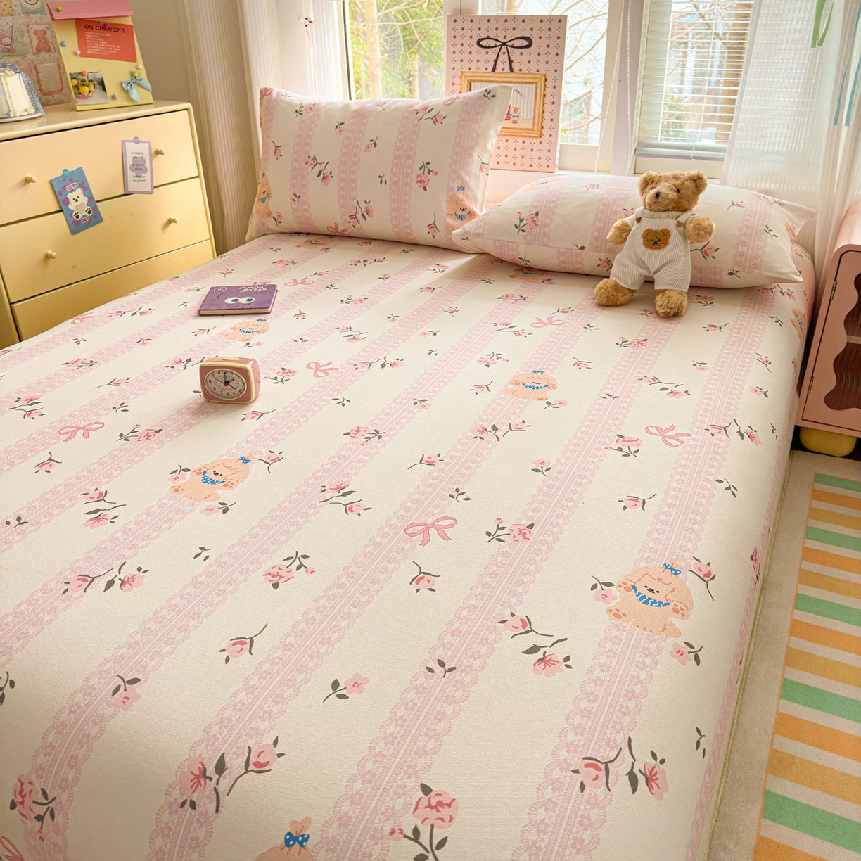 91家纺网 家纺一手货源 找家纺 女子家纺 2026新款全棉老粗布床笠 星愿