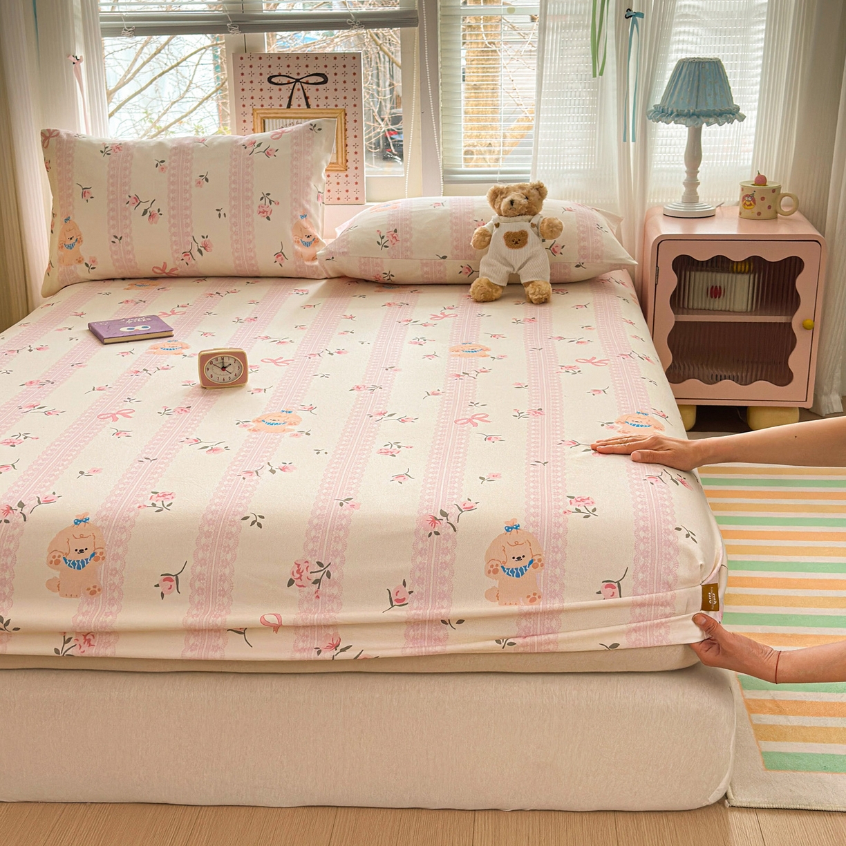 91家纺网 家纺一手货源 找家纺 女子家纺 2026新款全棉老粗布床笠 星愿