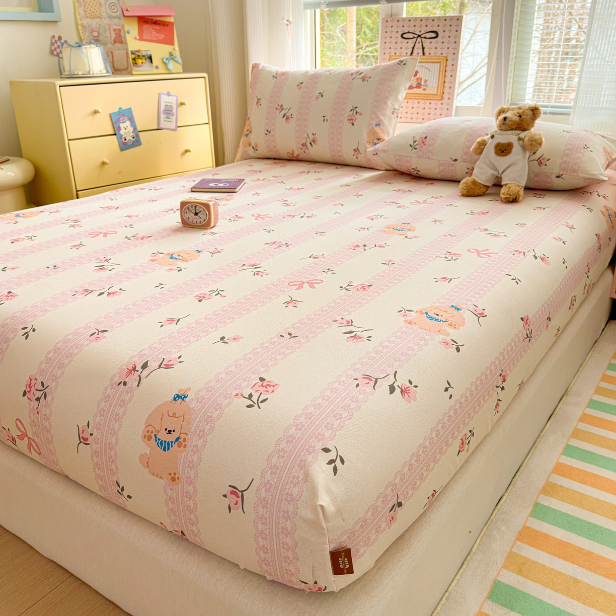 91家纺网 家纺一手货源 找家纺 女子家纺 2026新款全棉老粗布床笠 星愿