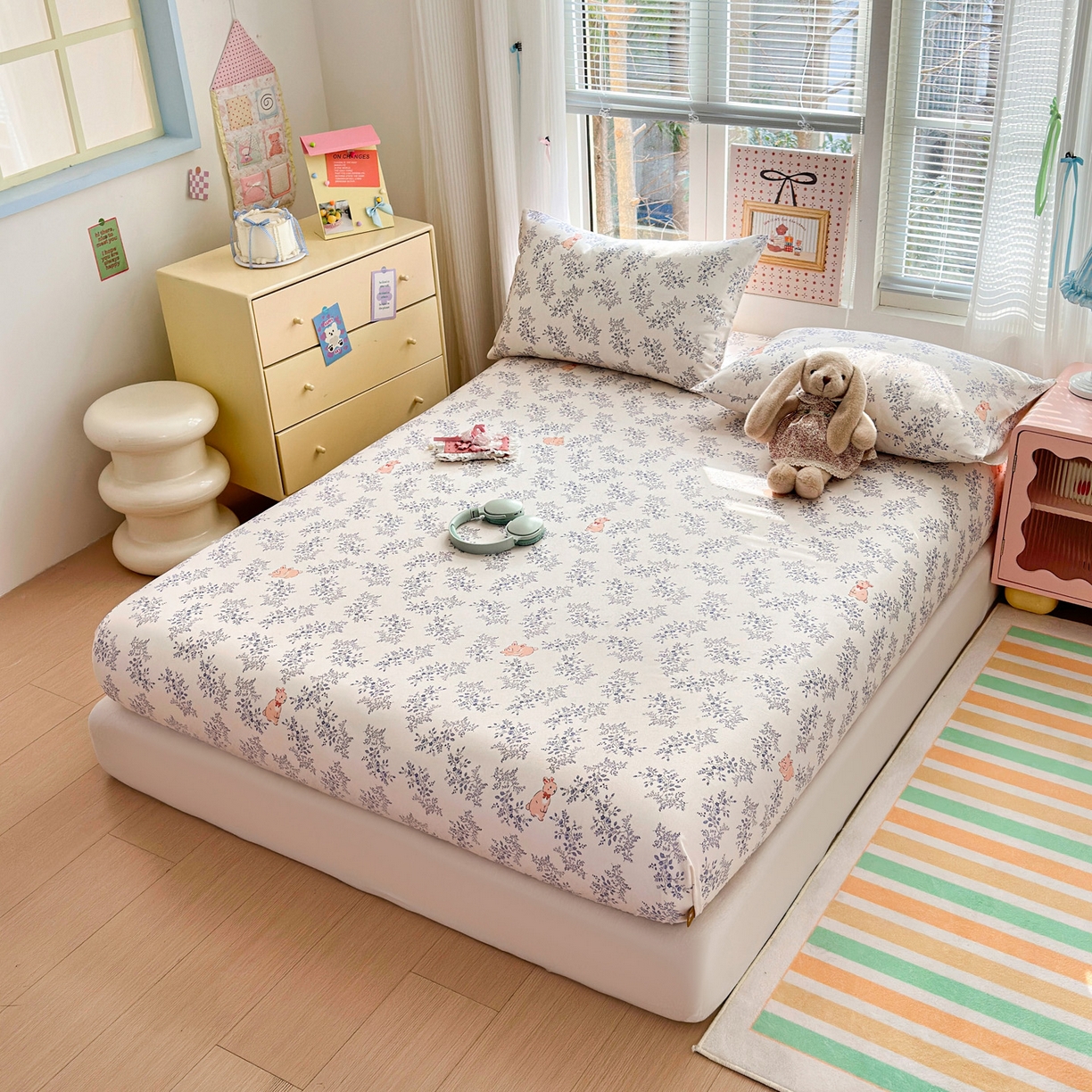 91家纺网 家纺一手货源 找家纺 女子家纺 2026新款全棉老粗布床笠 醒春