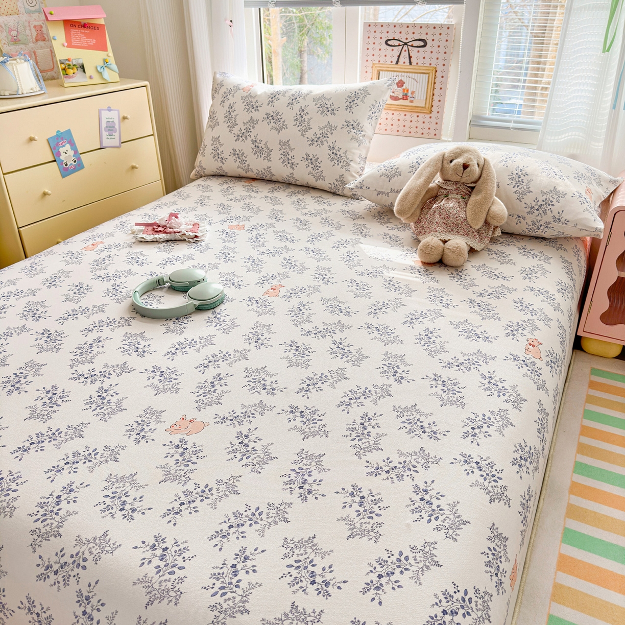 91家纺网 家纺一手货源 找家纺 女子家纺 2026新款全棉老粗布床笠 醒春