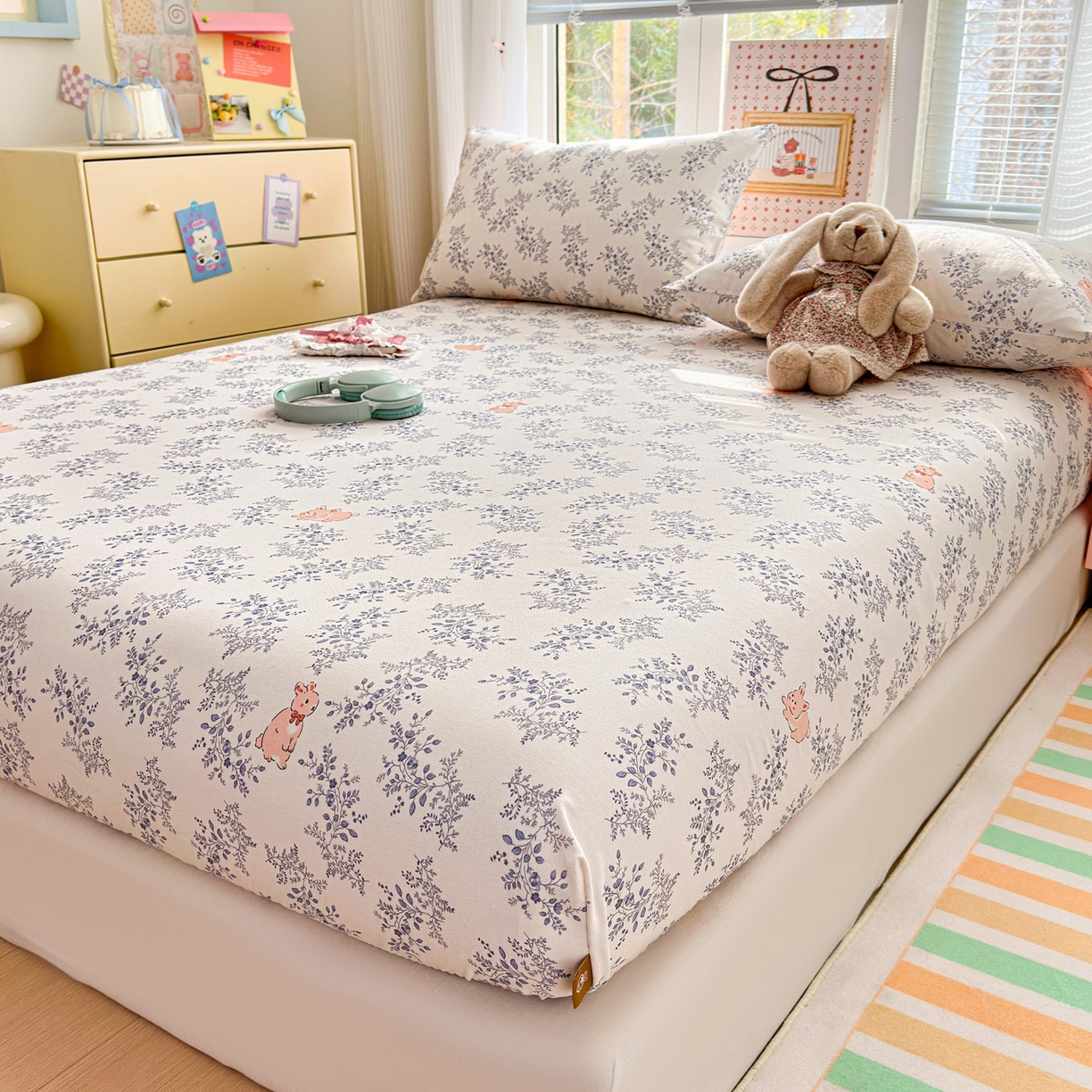 91家纺网 家纺一手货源 找家纺 女子家纺 2026新款全棉老粗布床笠 醒春