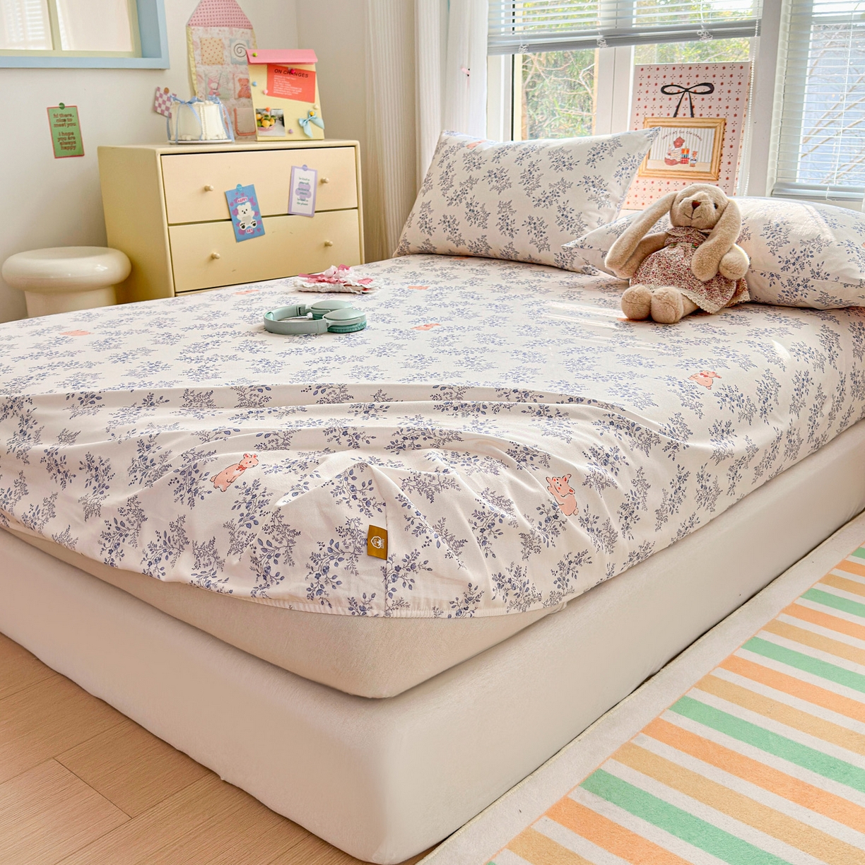 91家纺网 家纺一手货源 找家纺 女子家纺 2026新款全棉老粗布床笠 醒春