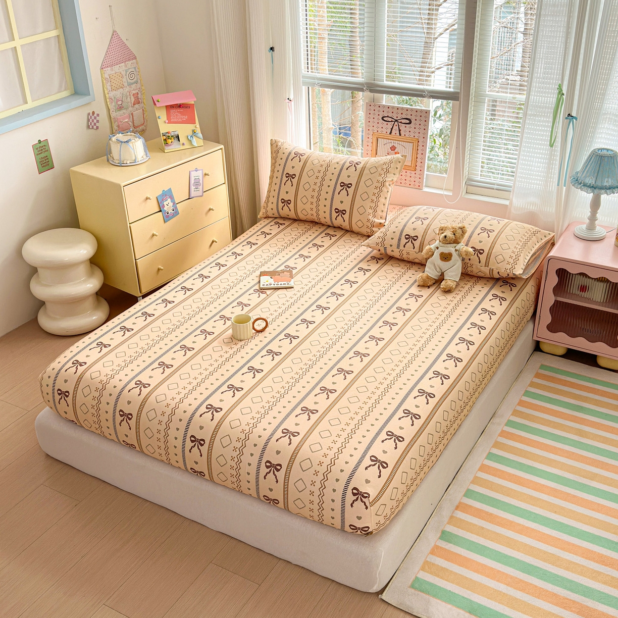 91家纺网 家纺一手货源 找家纺 女子家纺 2026新款全棉老粗布床笠 幸运结