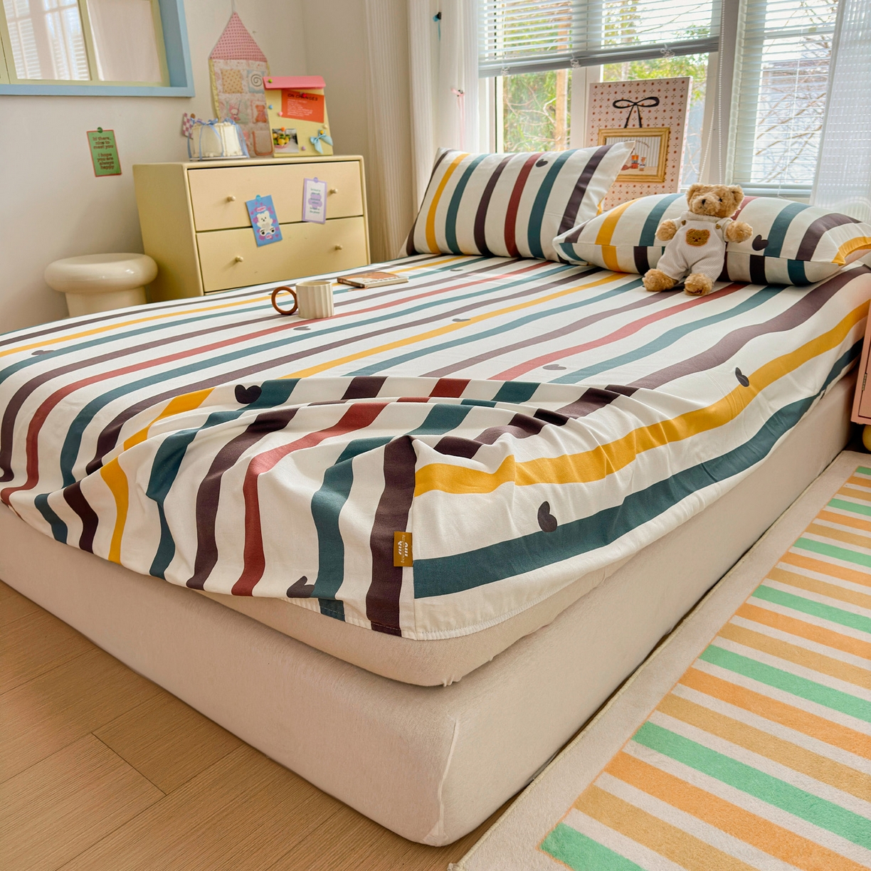 91家纺网 家纺一手货源 找家纺 女子家纺 2026新款全棉老粗布床笠 雅灰