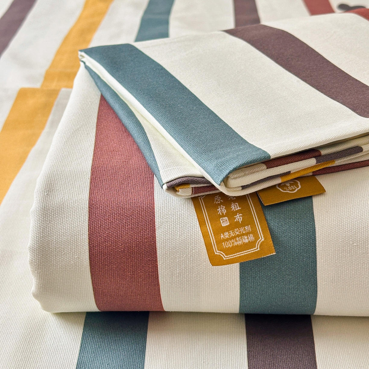 91家纺网 家纺一手货源 找家纺 女子家纺 2026新款全棉老粗布床笠 雅灰