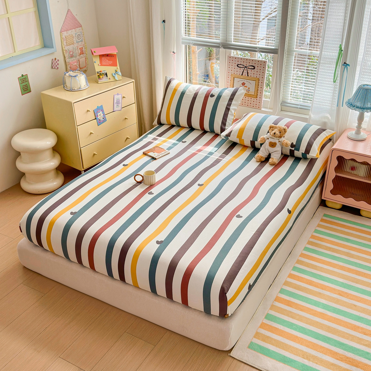 91家纺网 家纺一手货源 找家纺 女子家纺 2026新款全棉老粗布床笠 雅灰