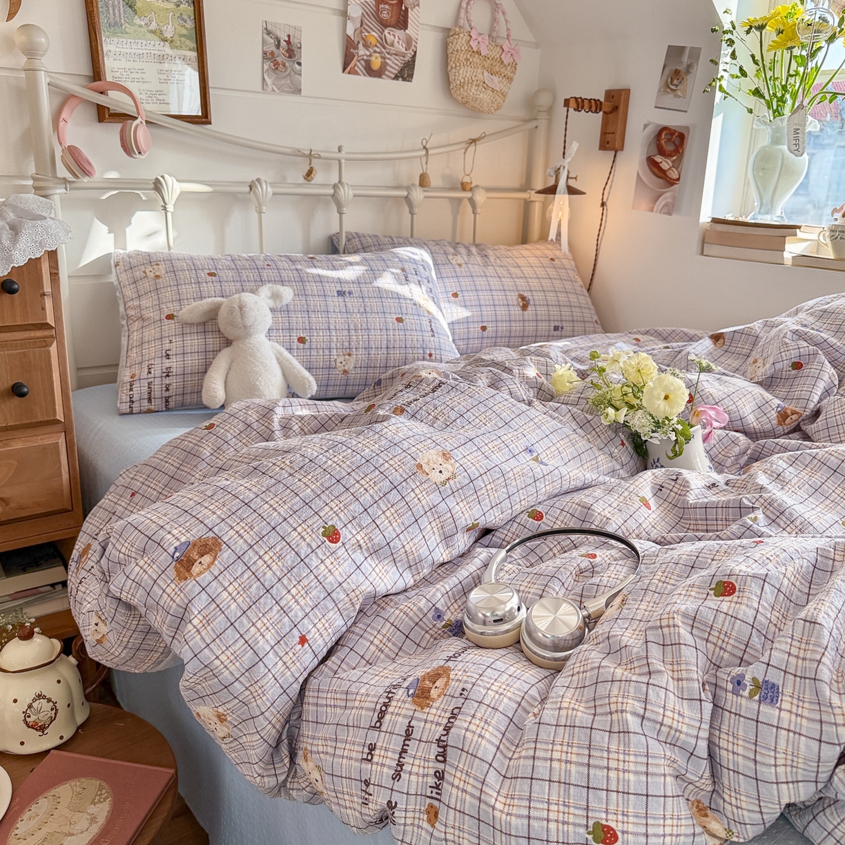 91家纺网 家纺一手货源 找家纺 （总）初念 2026新款A类高品质110克超柔泡芙纱四件套