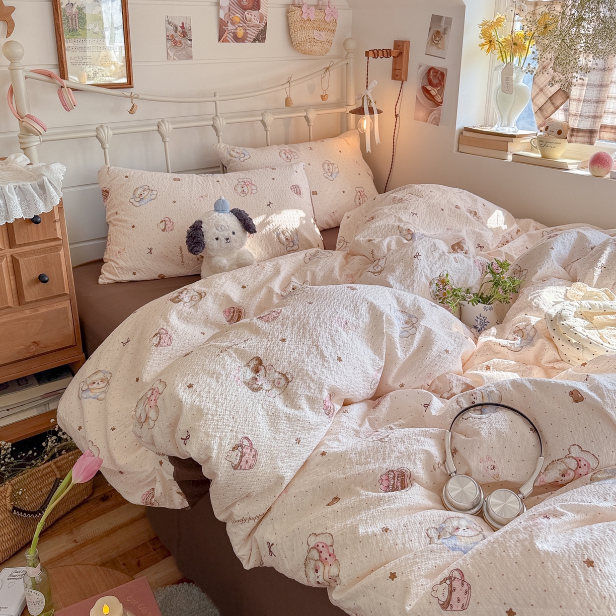 91家纺网 家纺一手货源 找家纺 （总）初念 2026新款A类高品质110克超柔泡芙纱四件套