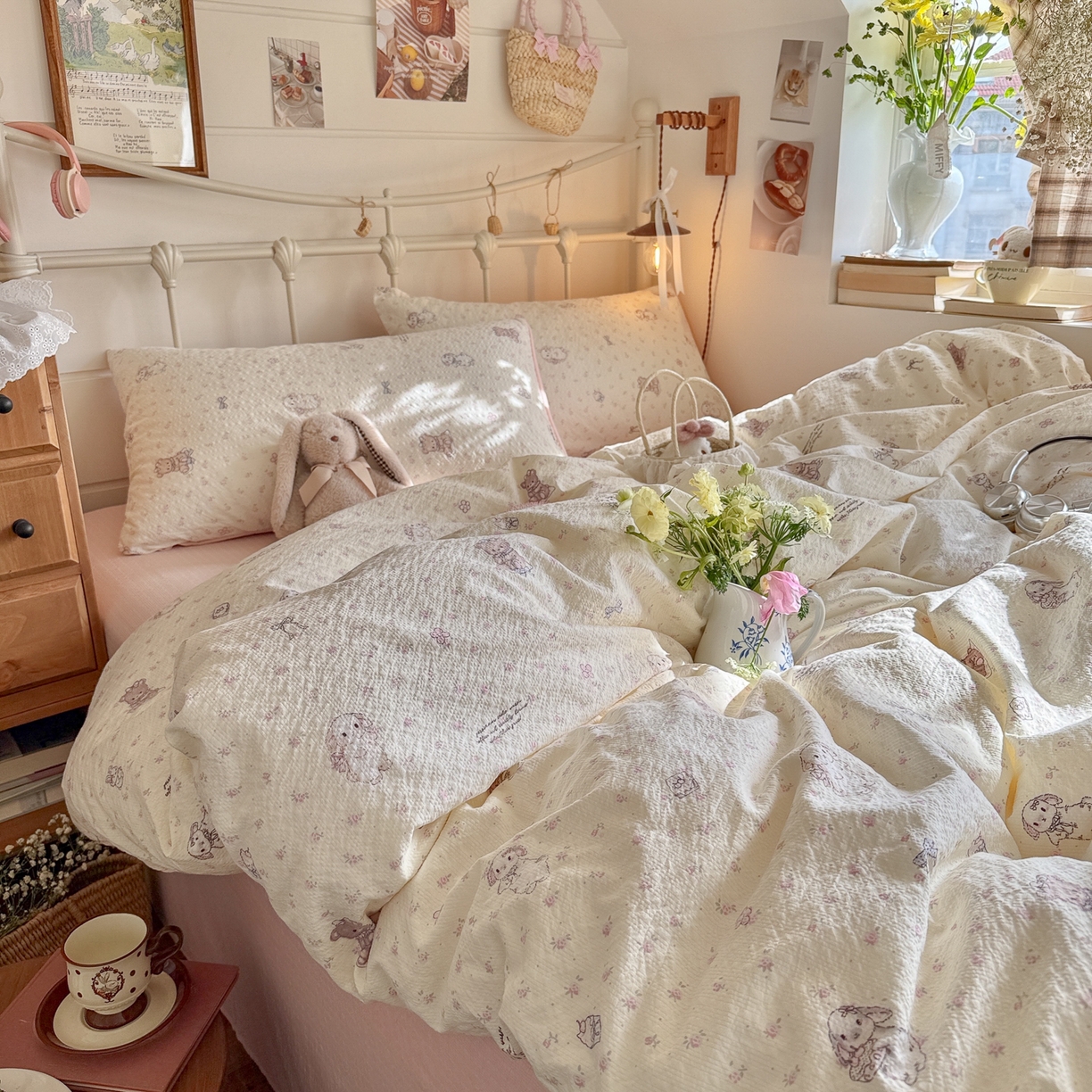 91家纺网 家纺一手货源 找家纺 （总）初念 2026新款A类高品质110克超柔泡芙纱四件套