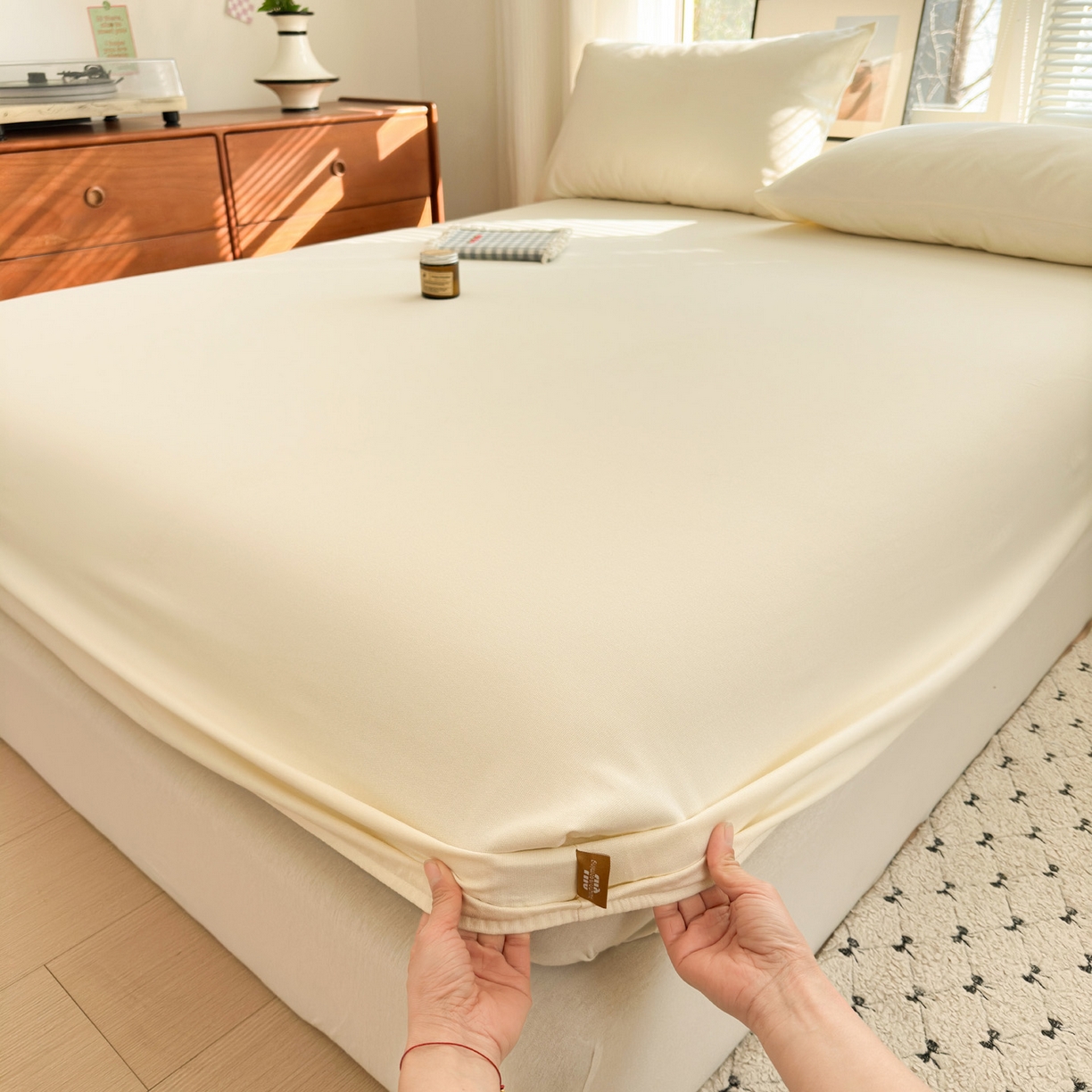 91家纺网 家纺一手货源 找家纺 女子家纺 2026新款全棉老粗布床笠 月白