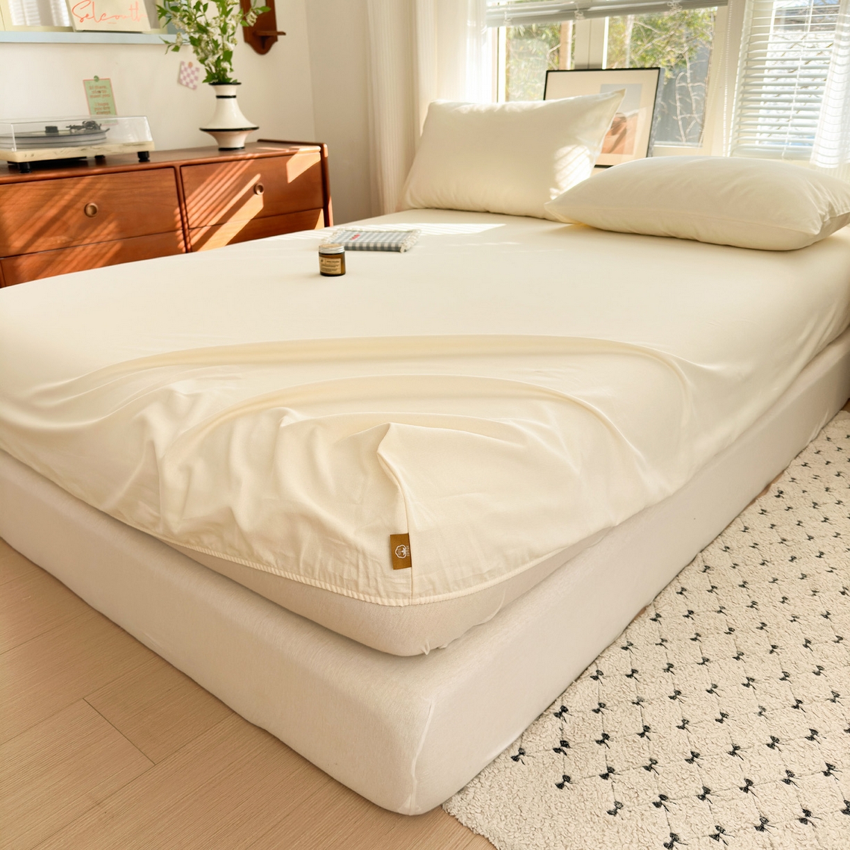 91家纺网 家纺一手货源 找家纺 女子家纺 2026新款全棉老粗布床笠 月白