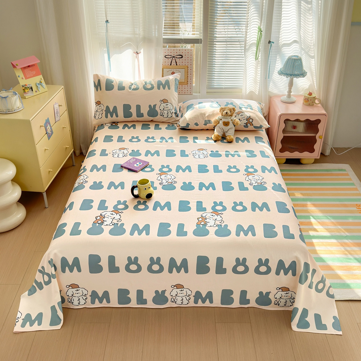 91家纺网 家纺一手货源 找家纺 女子家纺 2026新款全棉老粗布床单 泡芙-兰