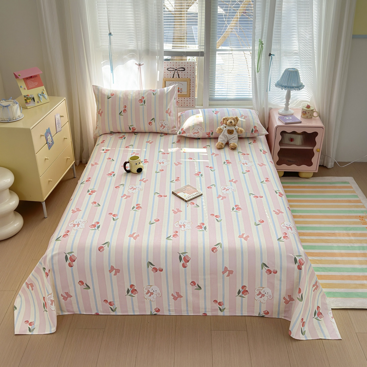 女子家纺 2026新款全棉老粗布床单 冰淇淋