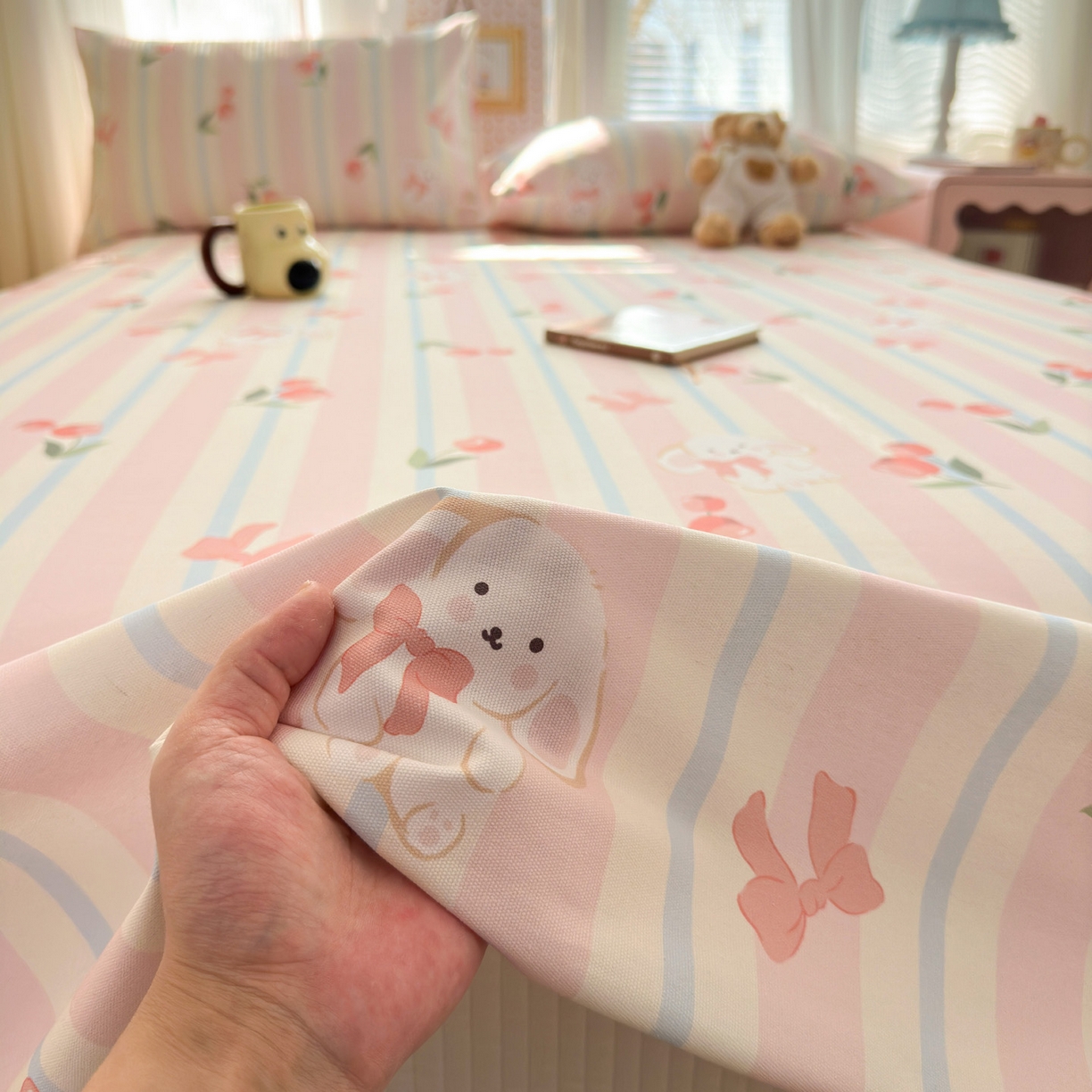 91家纺网 家纺一手货源 找家纺 女子家纺 2026新款全棉老粗布床单 冰淇淋