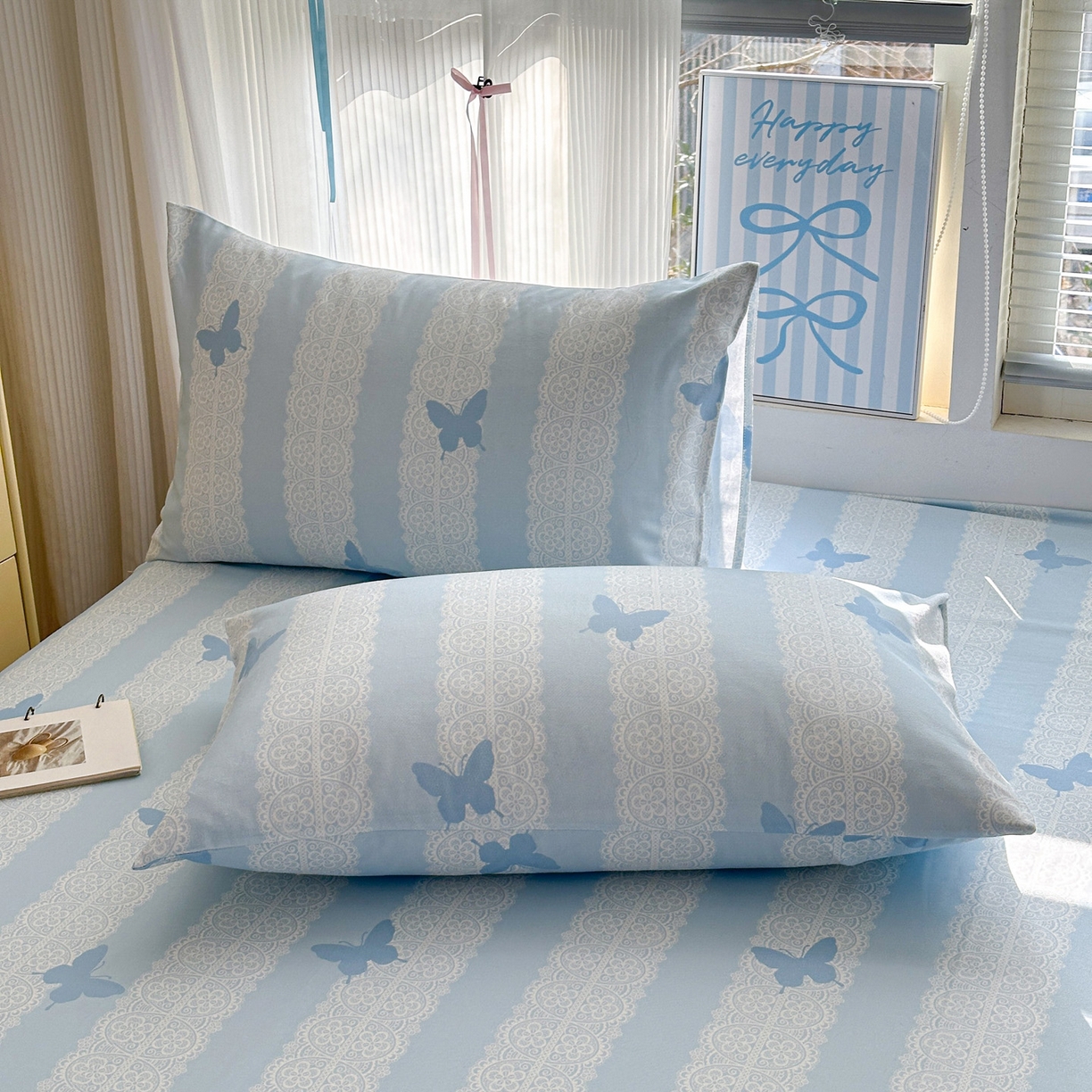 91家纺网 家纺一手货源 找家纺 女子家纺 2026新款全棉老粗布床单 蝶恋花