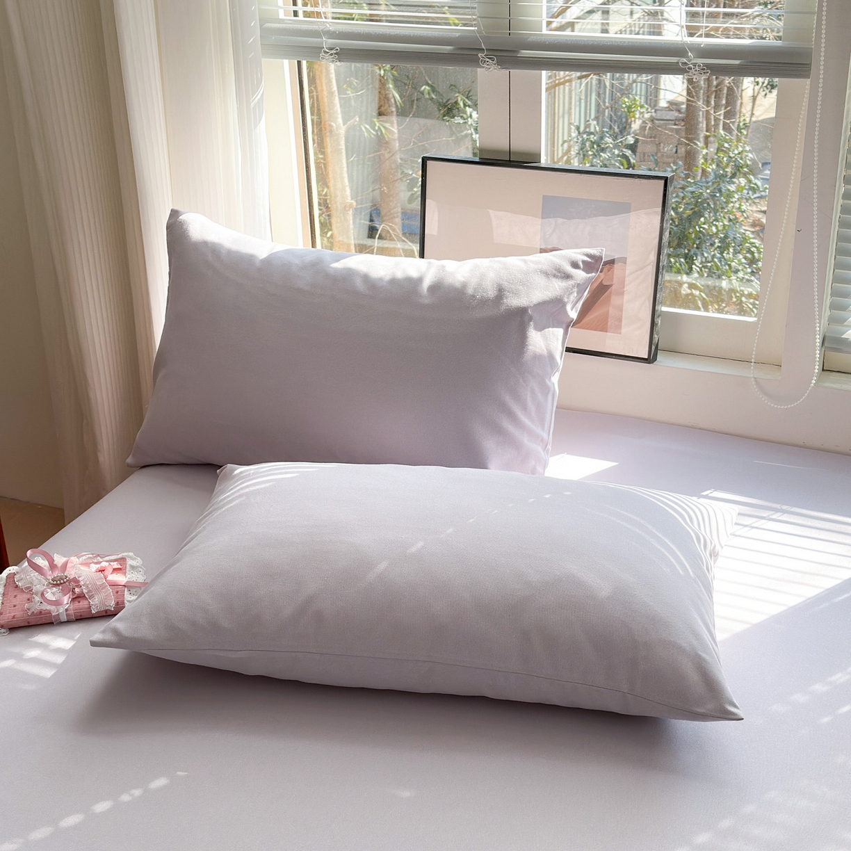 91家纺网 家纺一手货源 找家纺 女子家纺 2026新款全棉老粗布床单 丁香紫