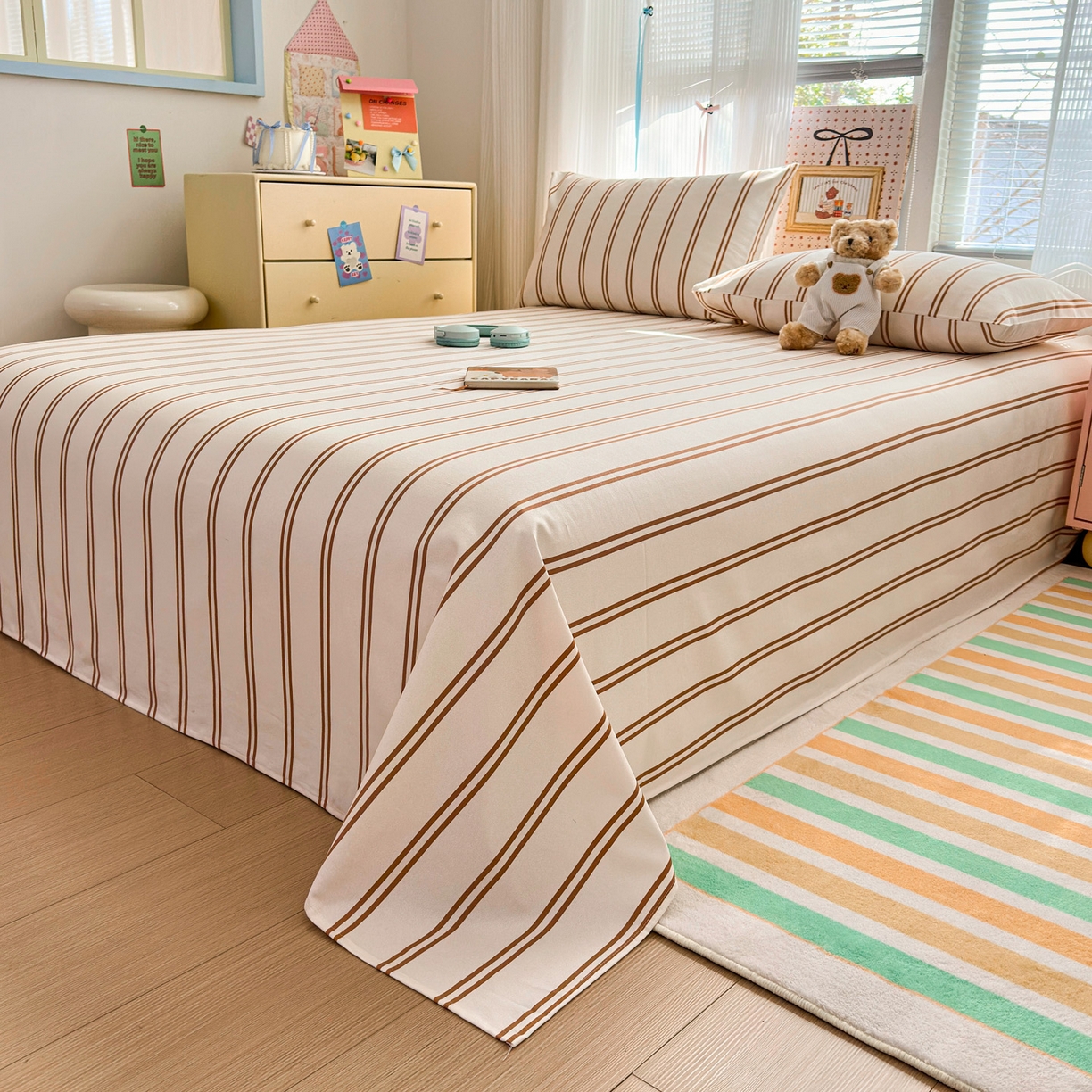 91家纺网 家纺一手货源 找家纺 女子家纺 2026新款全棉老粗布床单 风月-米