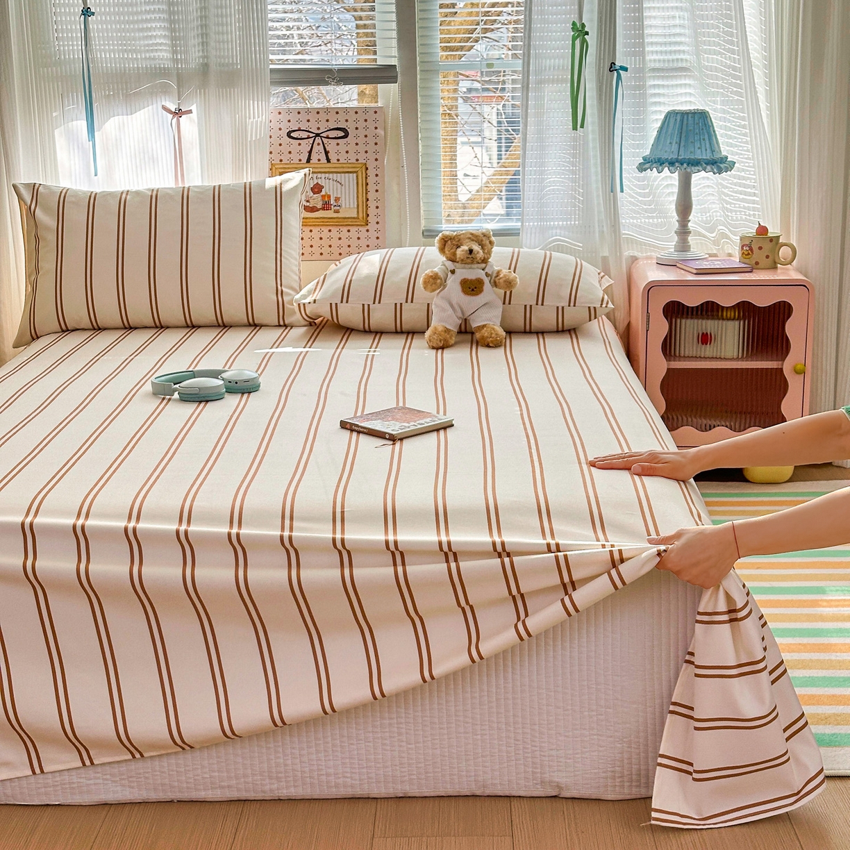 91家纺网 家纺一手货源 找家纺 女子家纺 2026新款全棉老粗布床单 风月-米