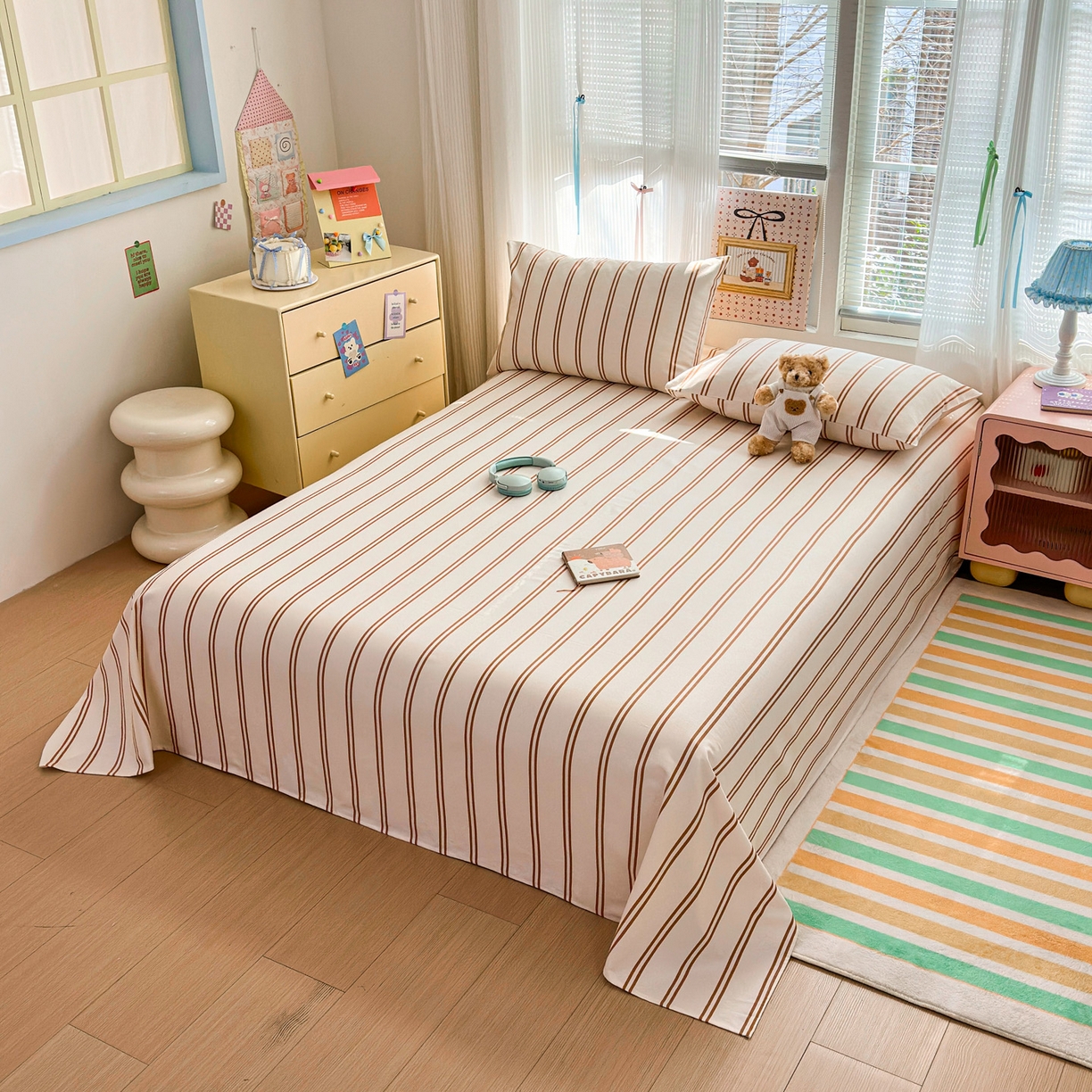 91家纺网 家纺一手货源 找家纺 女子家纺 2026新款全棉老粗布床单 风月-米