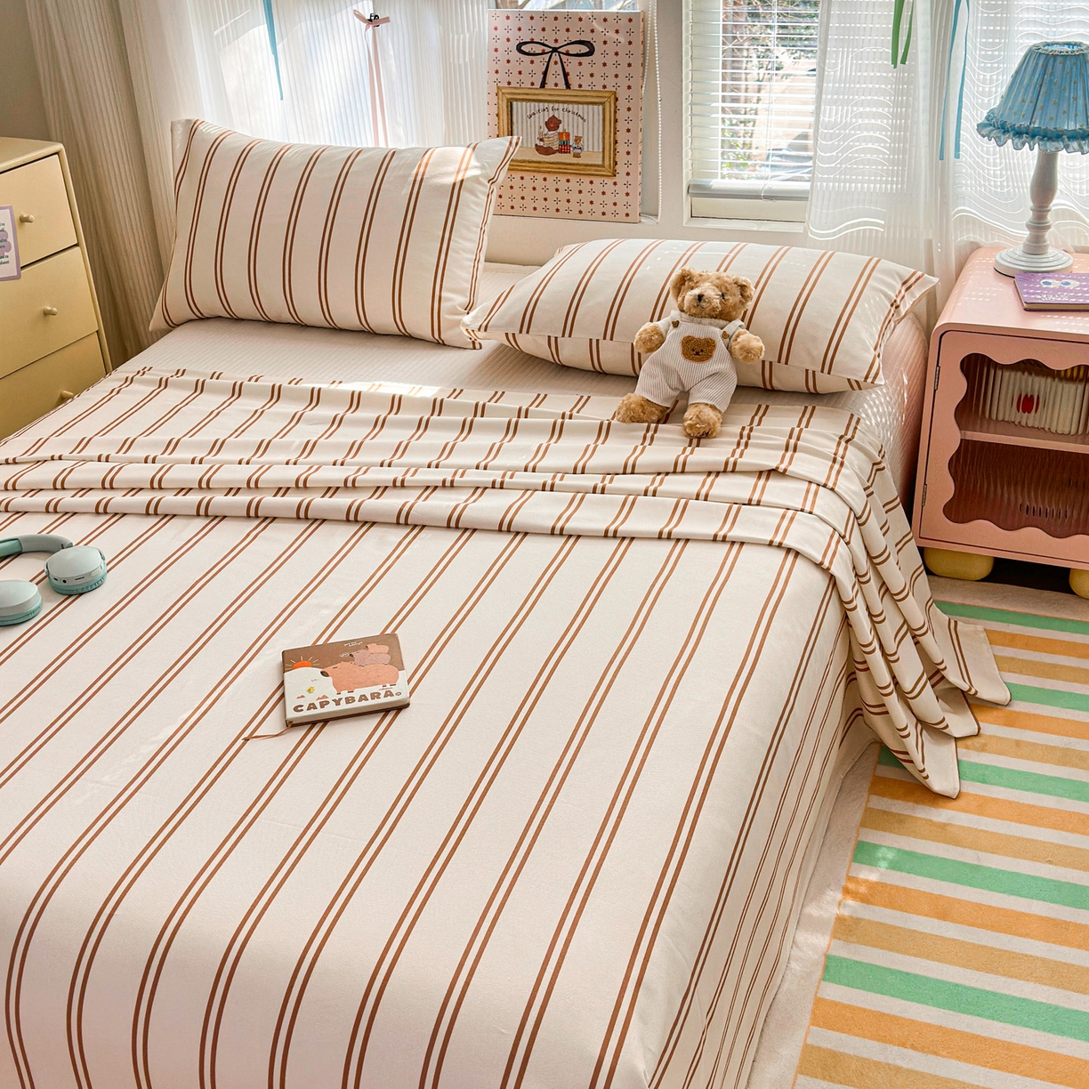 91家纺网 家纺一手货源 找家纺 女子家纺 2026新款全棉老粗布床单 风月-米