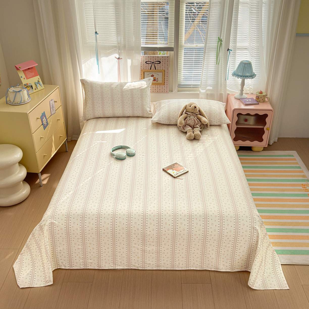 女子家纺 2026新款全棉老粗布床单 幻彩