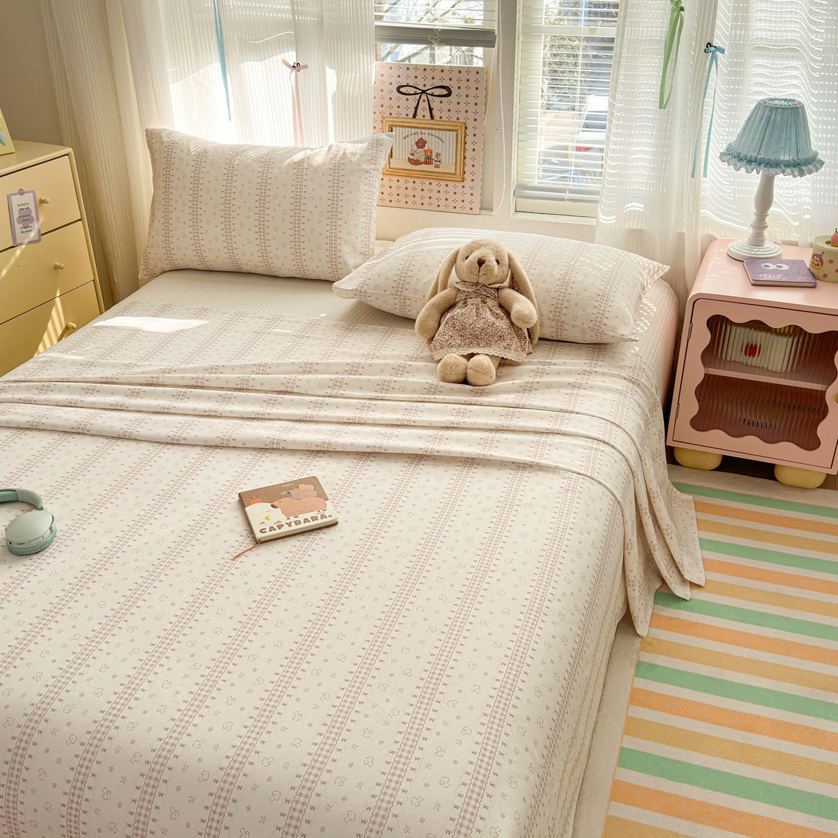 91家纺网 家纺一手货源 找家纺 女子家纺 2026新款全棉老粗布床单 幻彩