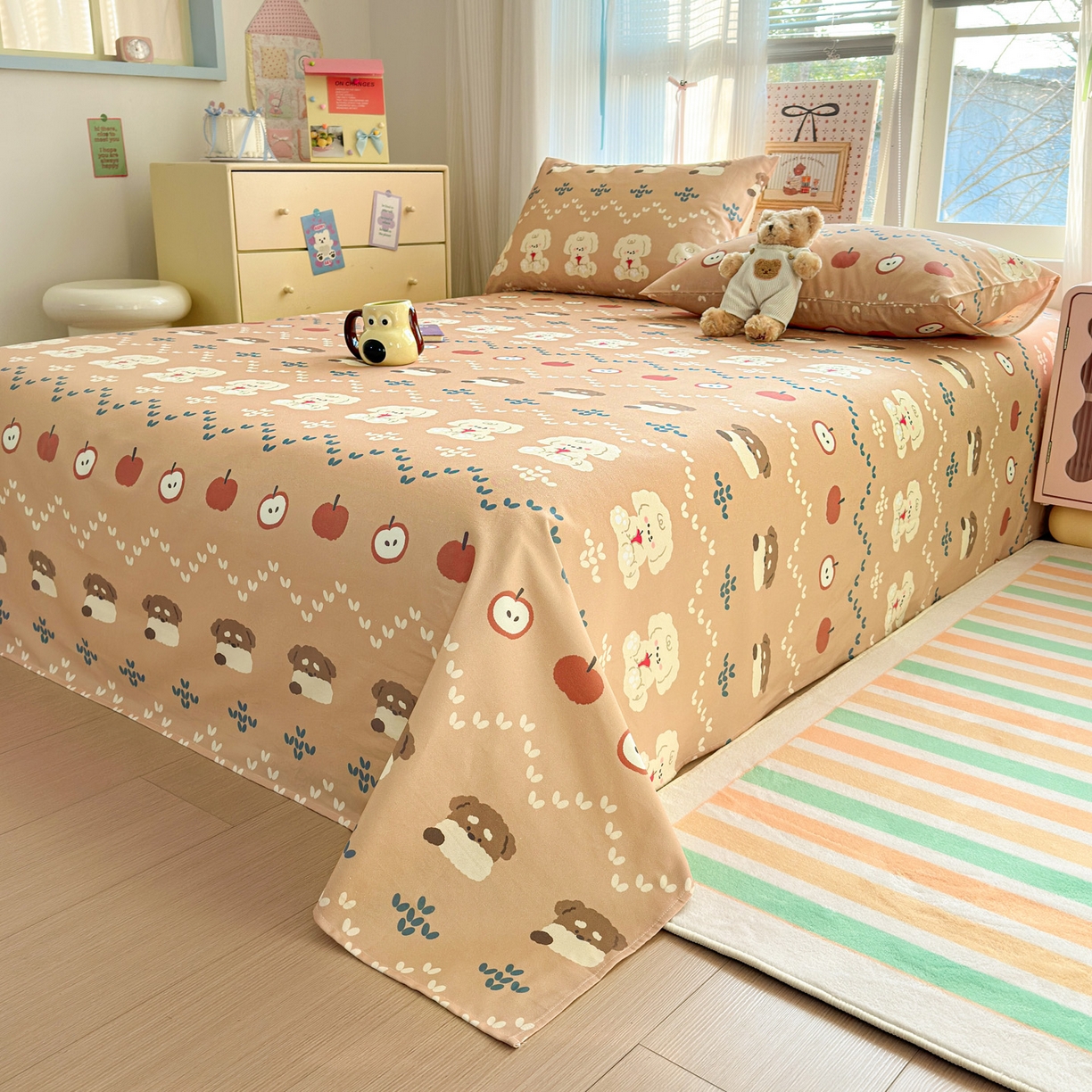 91家纺网 家纺一手货源 找家纺 女子家纺 2026新款全棉老粗布床单 玛奇朵