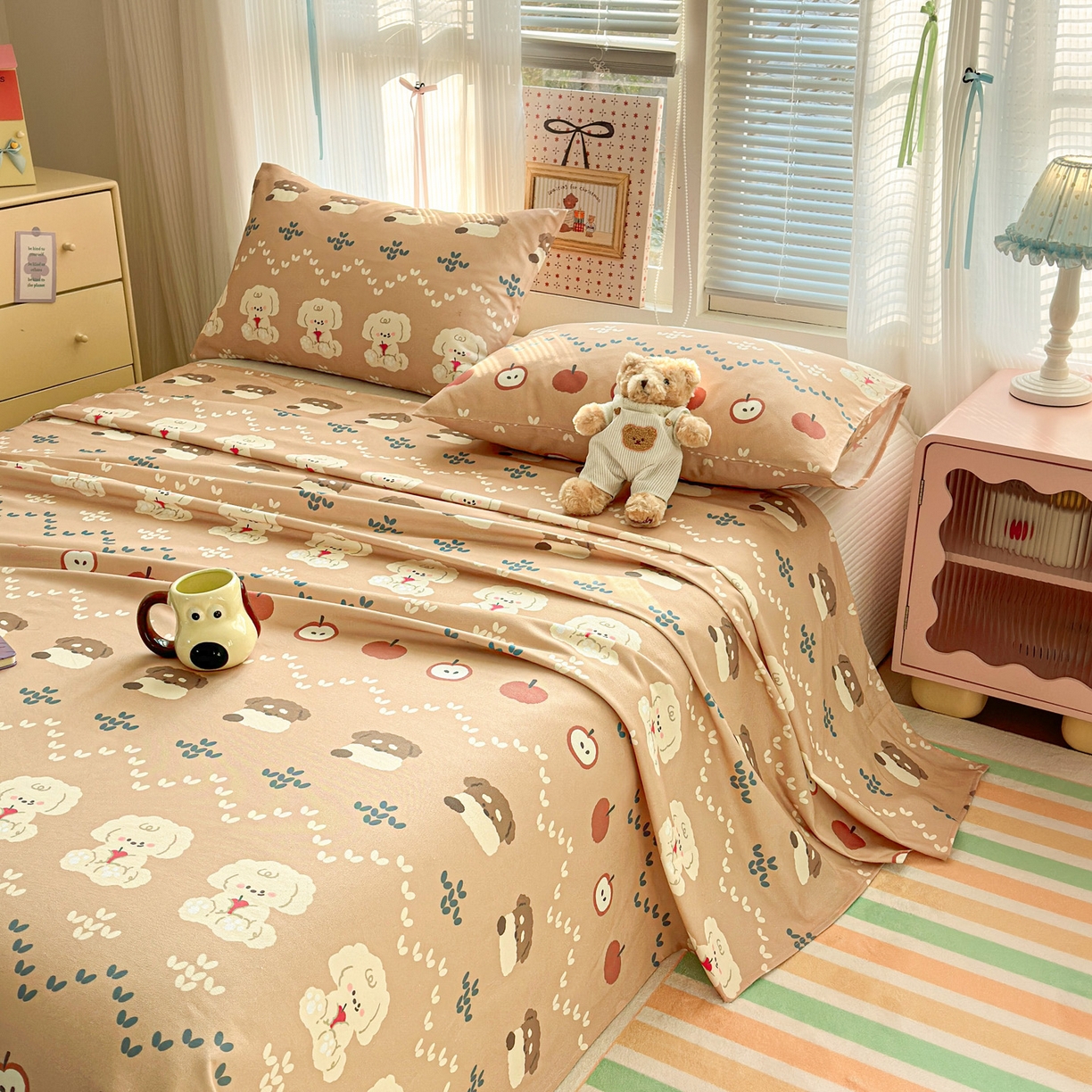 91家纺网 家纺一手货源 找家纺 女子家纺 2026新款全棉老粗布床单 玛奇朵