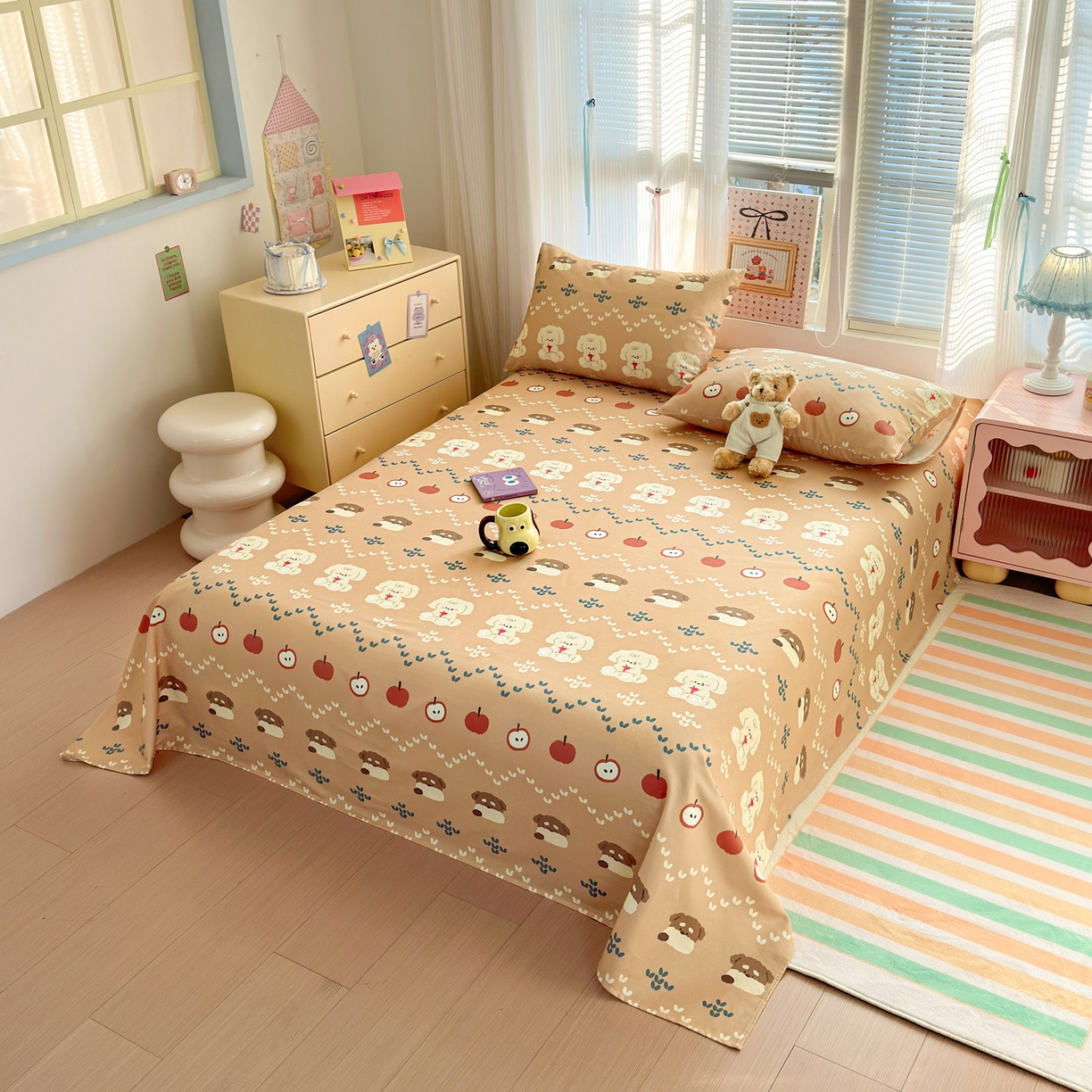 91家纺网 家纺一手货源 找家纺 女子家纺 2026新款全棉老粗布床单 玛奇朵