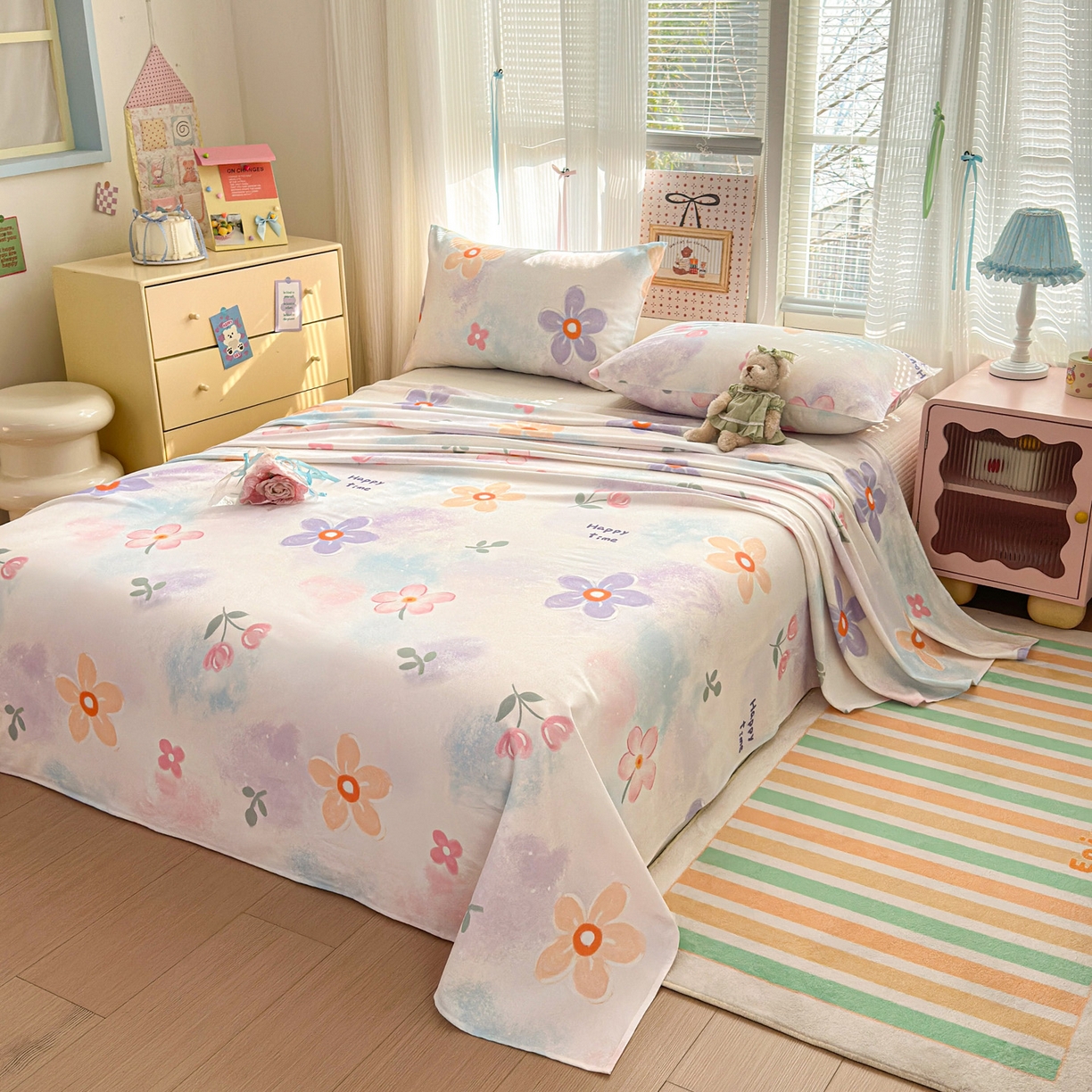 91家纺网 家纺一手货源 找家纺 女子家纺 2026新款全棉老粗布床单 梦境