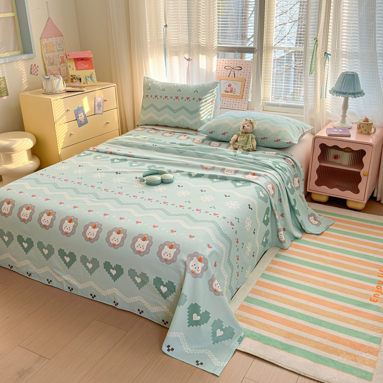 91家纺网 家纺一手货源 找家纺 女子家纺 2026新款全棉老粗布床单 奶酪