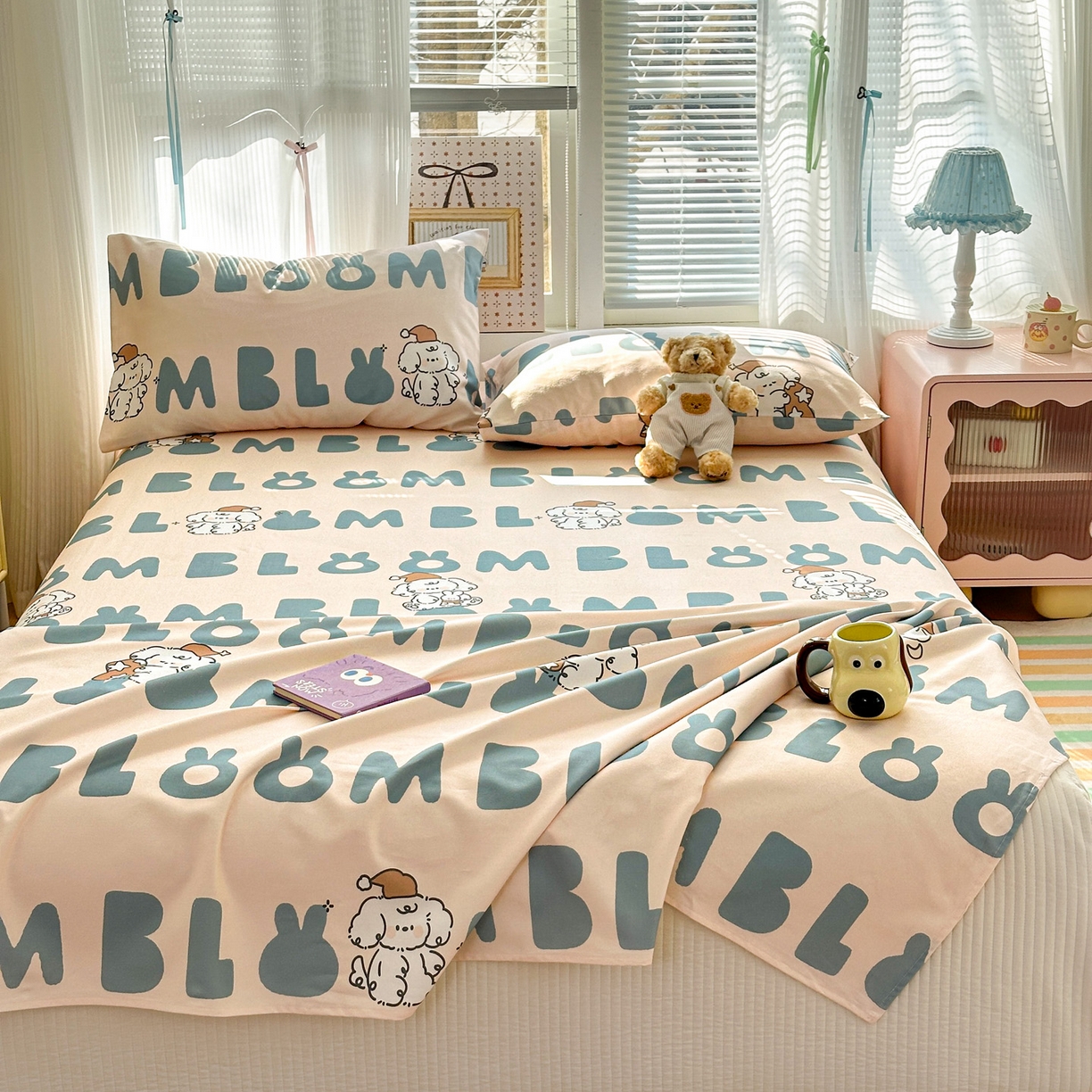 91家纺网 家纺一手货源 找家纺 女子家纺 2026新款全棉老粗布床单 泡芙-兰