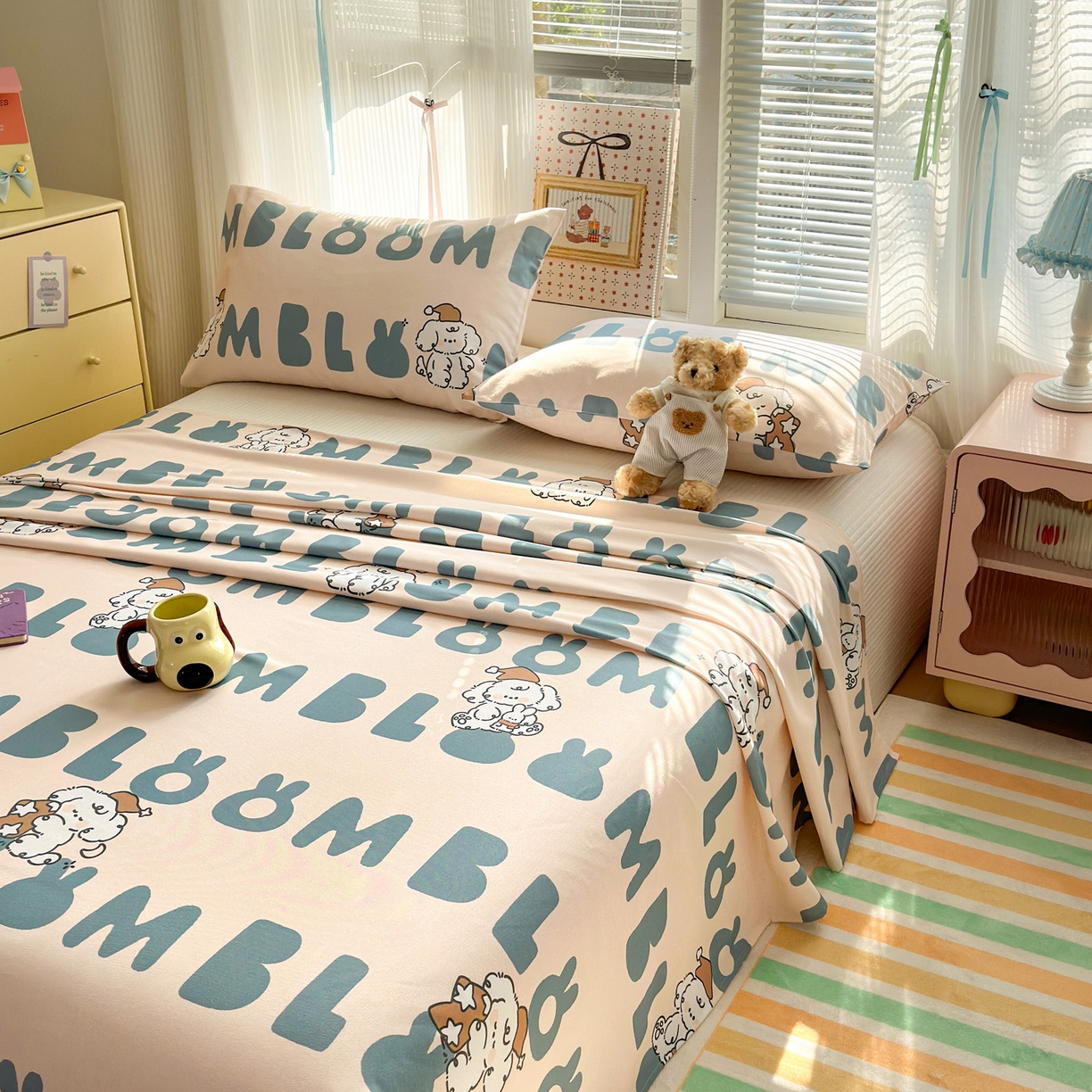 91家纺网 家纺一手货源 找家纺 女子家纺 2026新款全棉老粗布床单 泡芙-兰