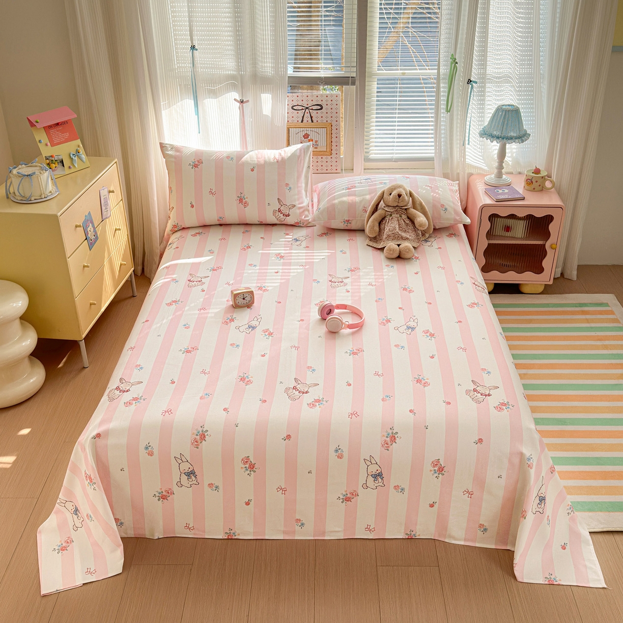 女子家纺 2026新款全棉老粗布床单 奇奇兔