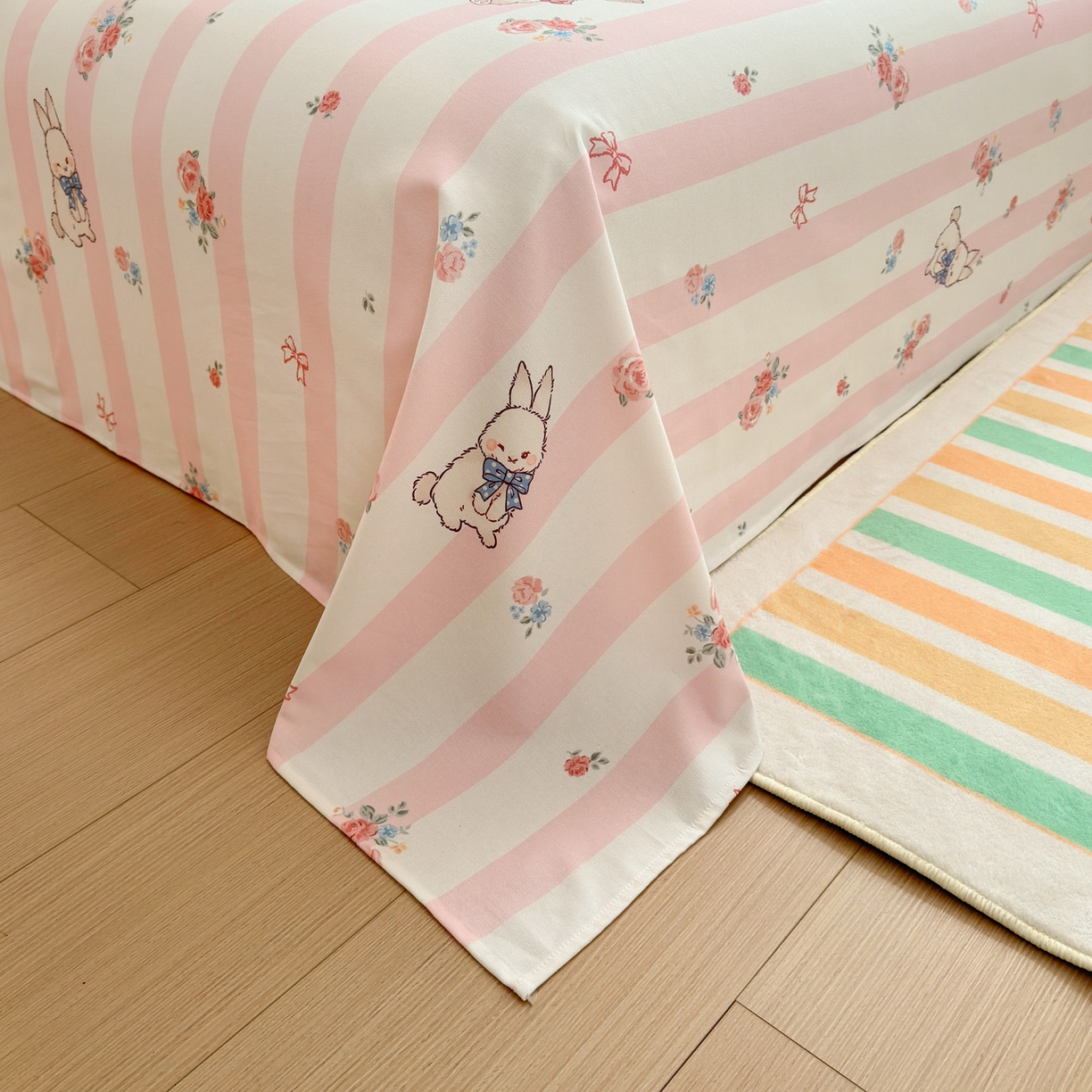 91家纺网 家纺一手货源 找家纺 女子家纺 2026新款全棉老粗布床单 奇奇兔