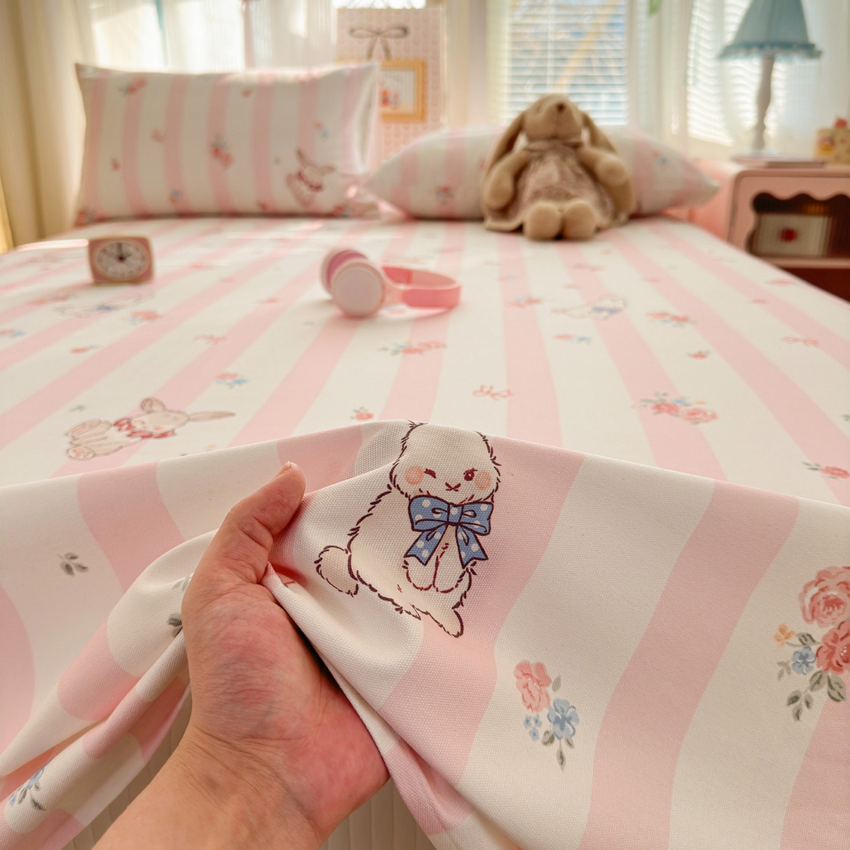 91家纺网 家纺一手货源 找家纺 女子家纺 2026新款全棉老粗布床单 奇奇兔