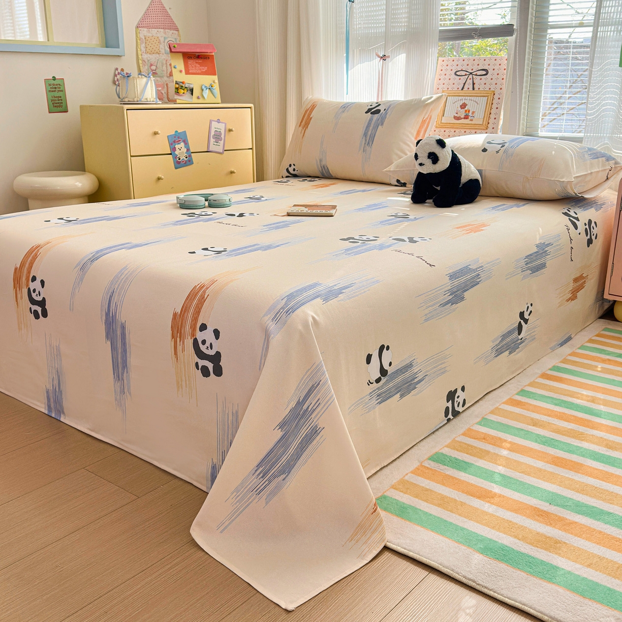 91家纺网 家纺一手货源 找家纺 女子家纺 2026新款全棉老粗布床单 软萌