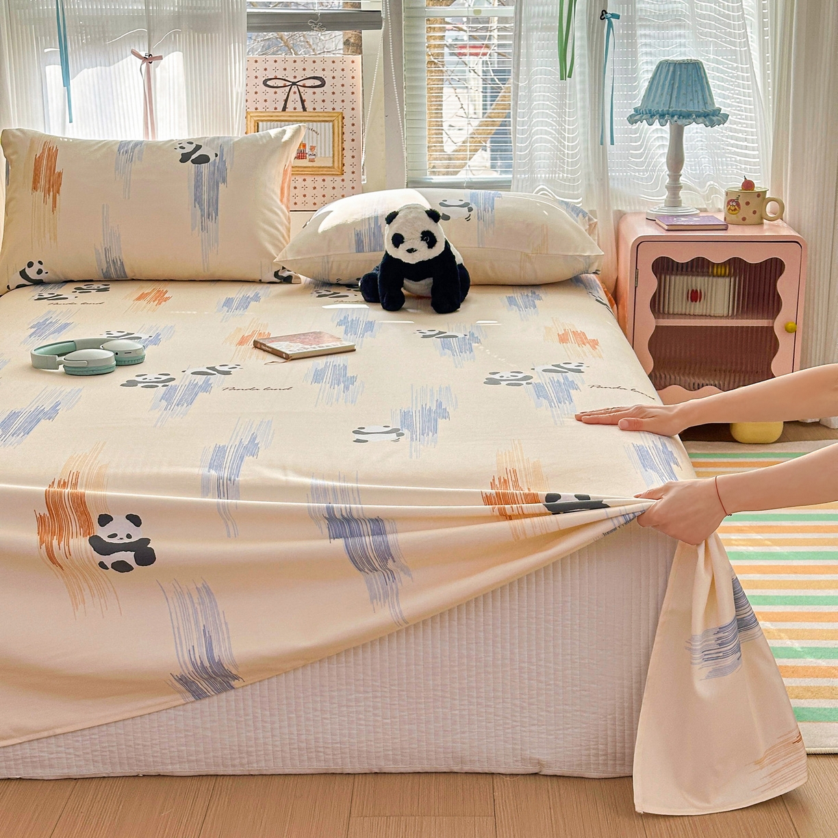 91家纺网 家纺一手货源 找家纺 女子家纺 2026新款全棉老粗布床单 软萌