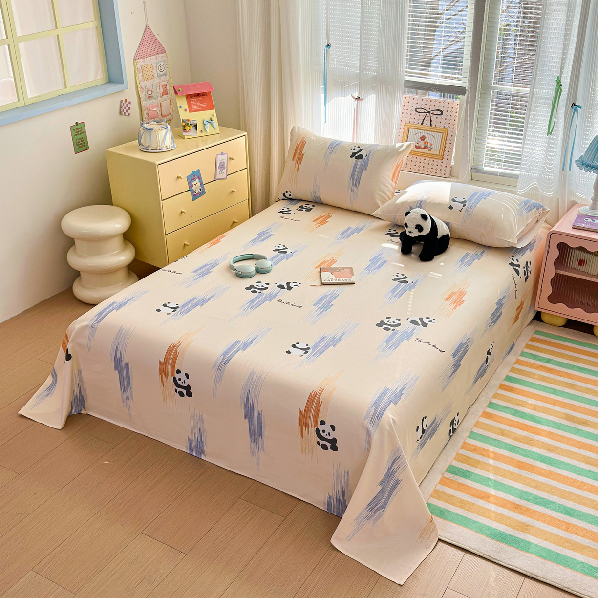 91家纺网 家纺一手货源 找家纺 女子家纺 2026新款全棉老粗布床单 软萌