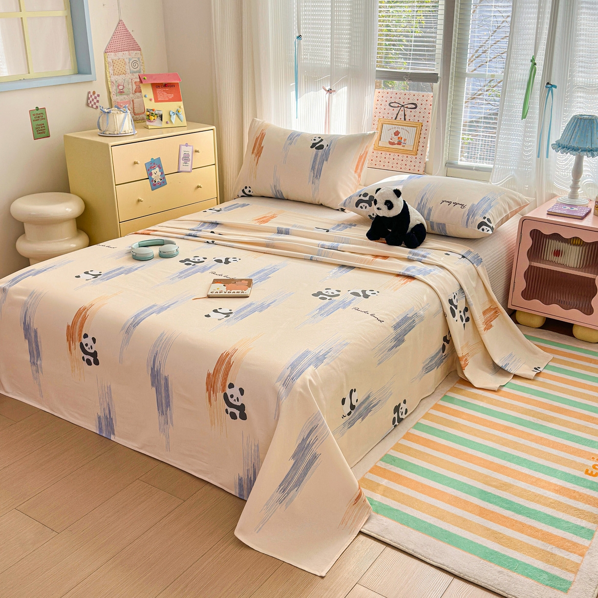 91家纺网 家纺一手货源 找家纺 女子家纺 2026新款全棉老粗布床单 软萌