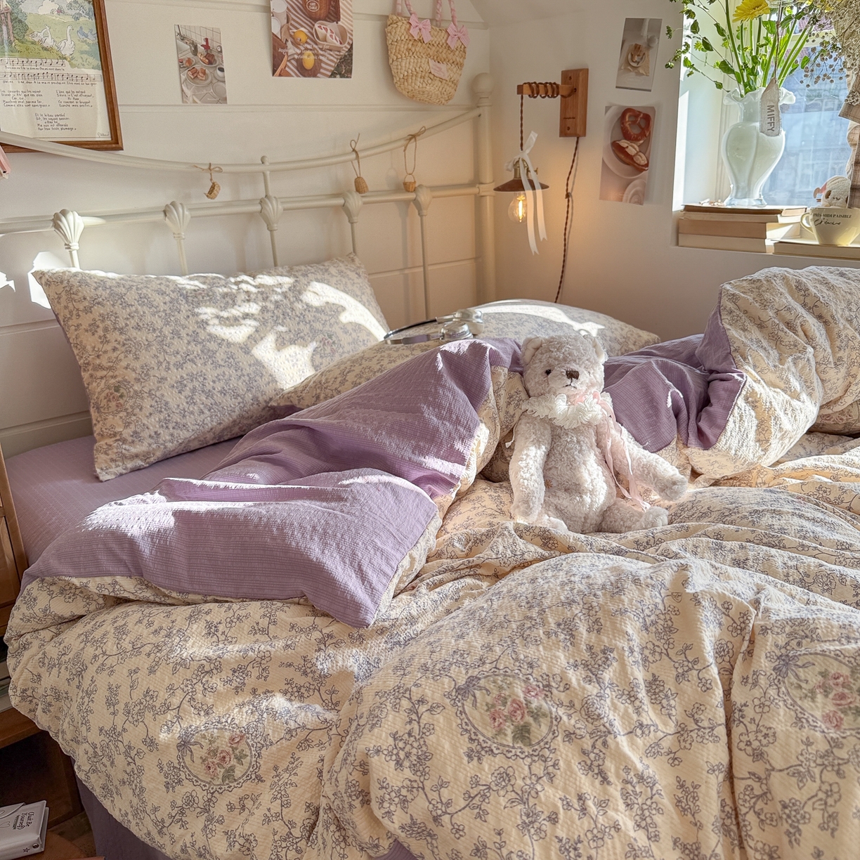 91家纺网 家纺一手货源 找家纺 初念 2026新款A类高品质110克超柔泡芙纱四件套 蕾丝花匣