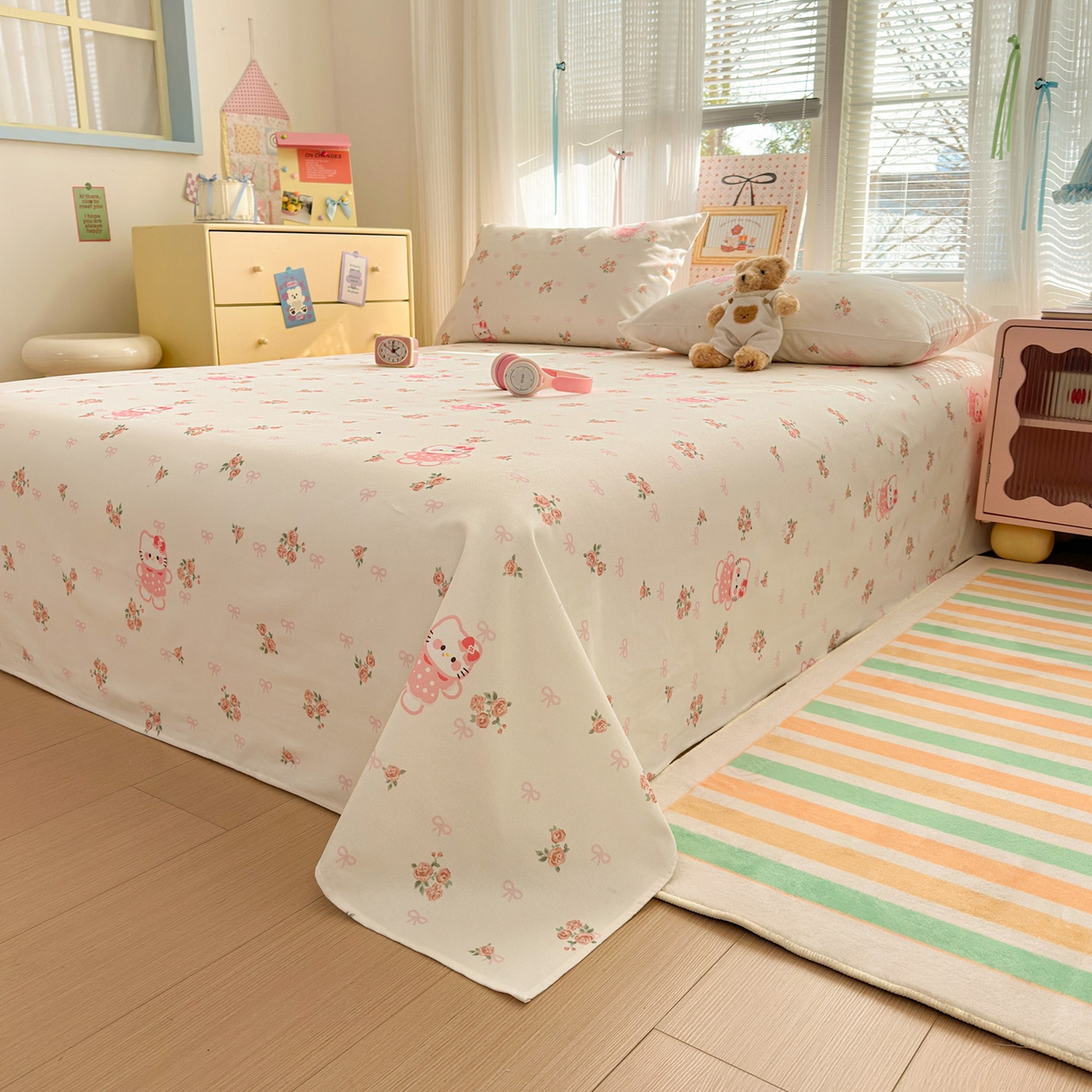 91家纺网 家纺一手货源 找家纺 女子家纺 2026新款全棉老粗布床单 小甜甜