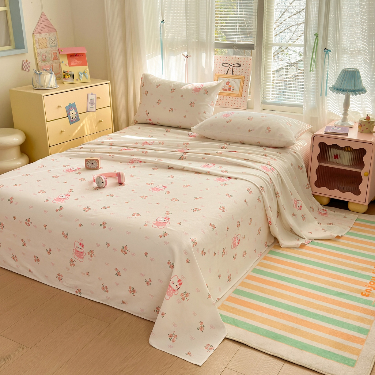 91家纺网 家纺一手货源 找家纺 女子家纺 2026新款全棉老粗布床单 小甜甜