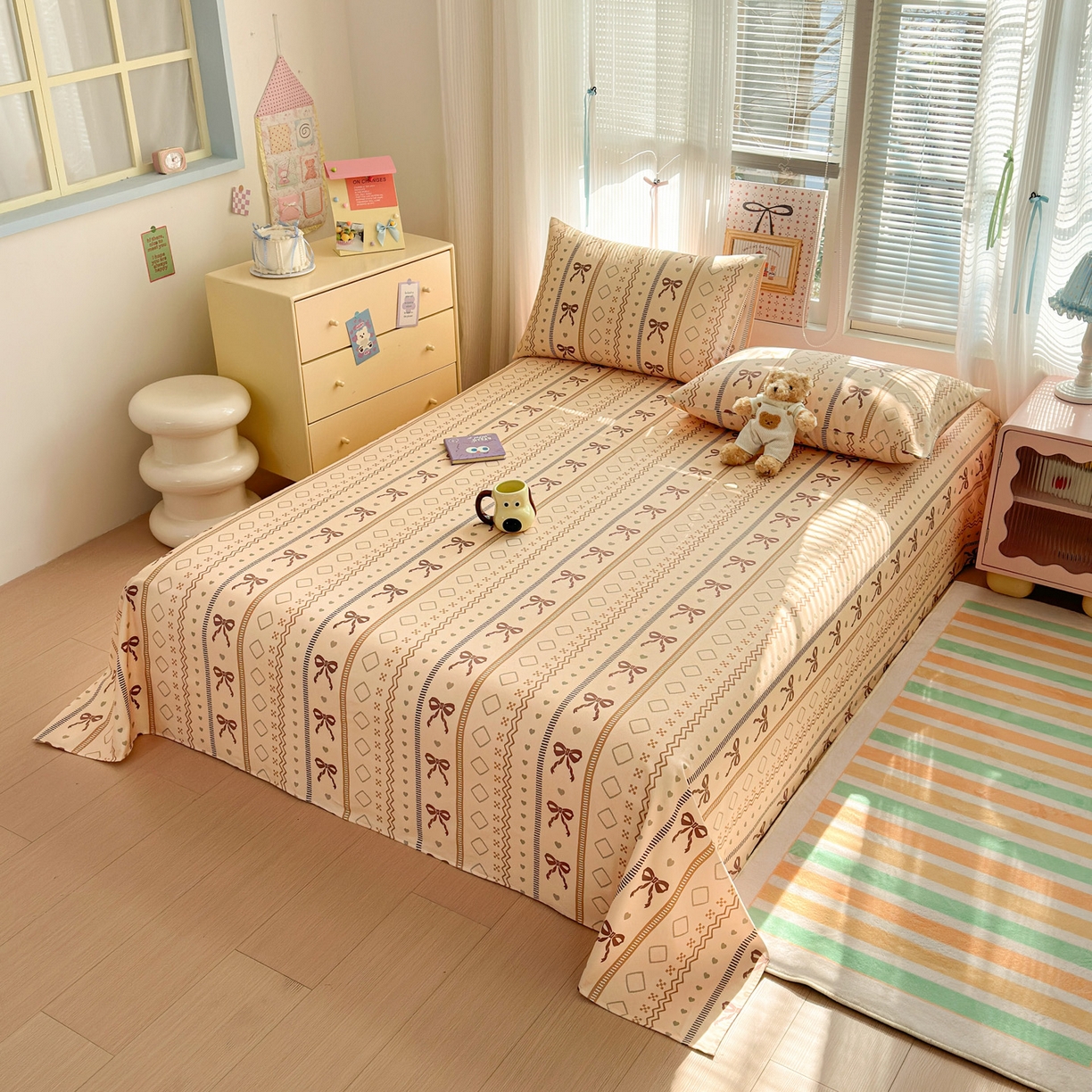 91家纺网 家纺一手货源 找家纺 女子家纺 2026新款全棉老粗布床单 幸运结