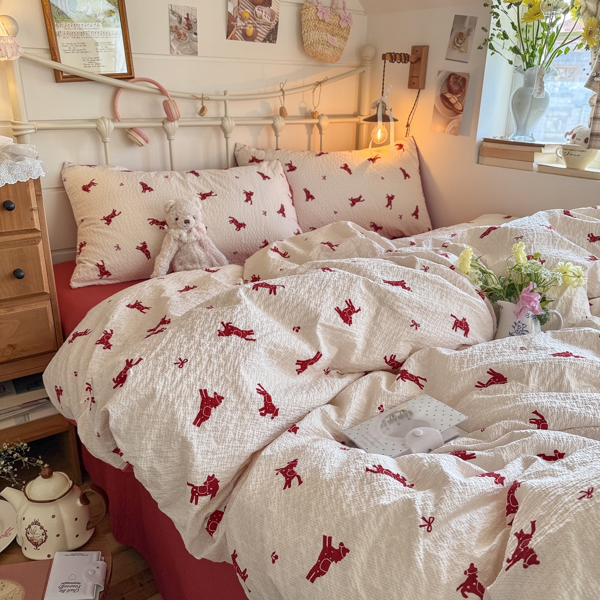 91家纺网 家纺一手货源 找家纺 初念 2026新款A类高品质110克超柔泡芙纱四件套 马上有钱