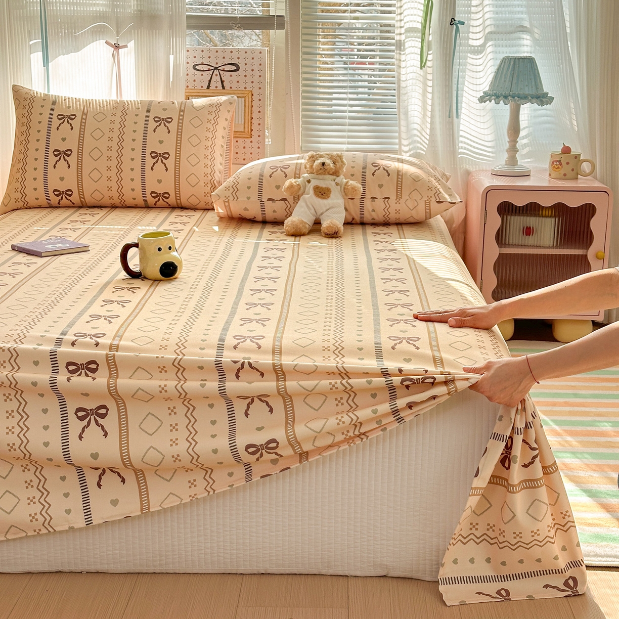 91家纺网 家纺一手货源 找家纺 女子家纺 2026新款全棉老粗布床单 幸运结