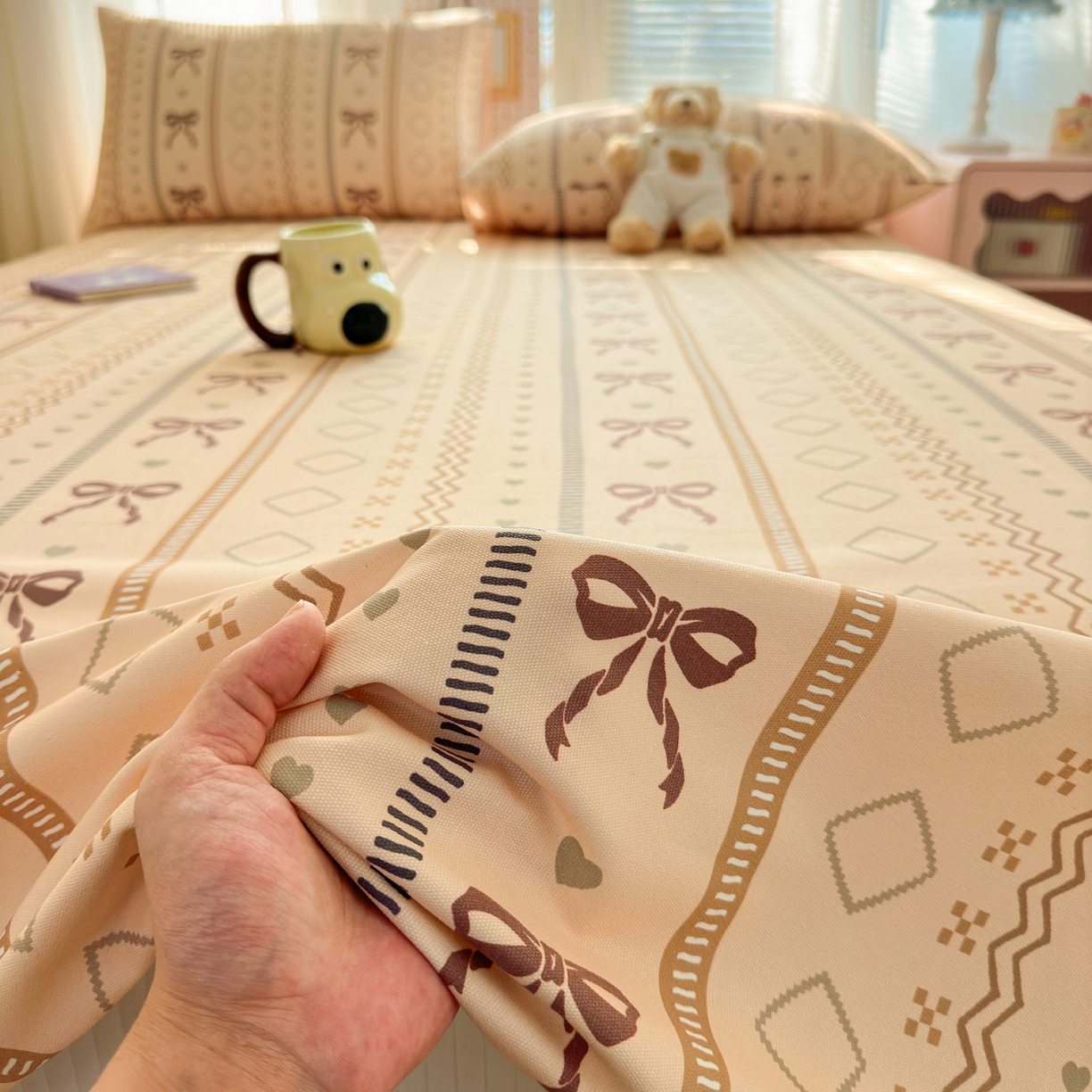 91家纺网 家纺一手货源 找家纺 女子家纺 2026新款全棉老粗布床单 幸运结