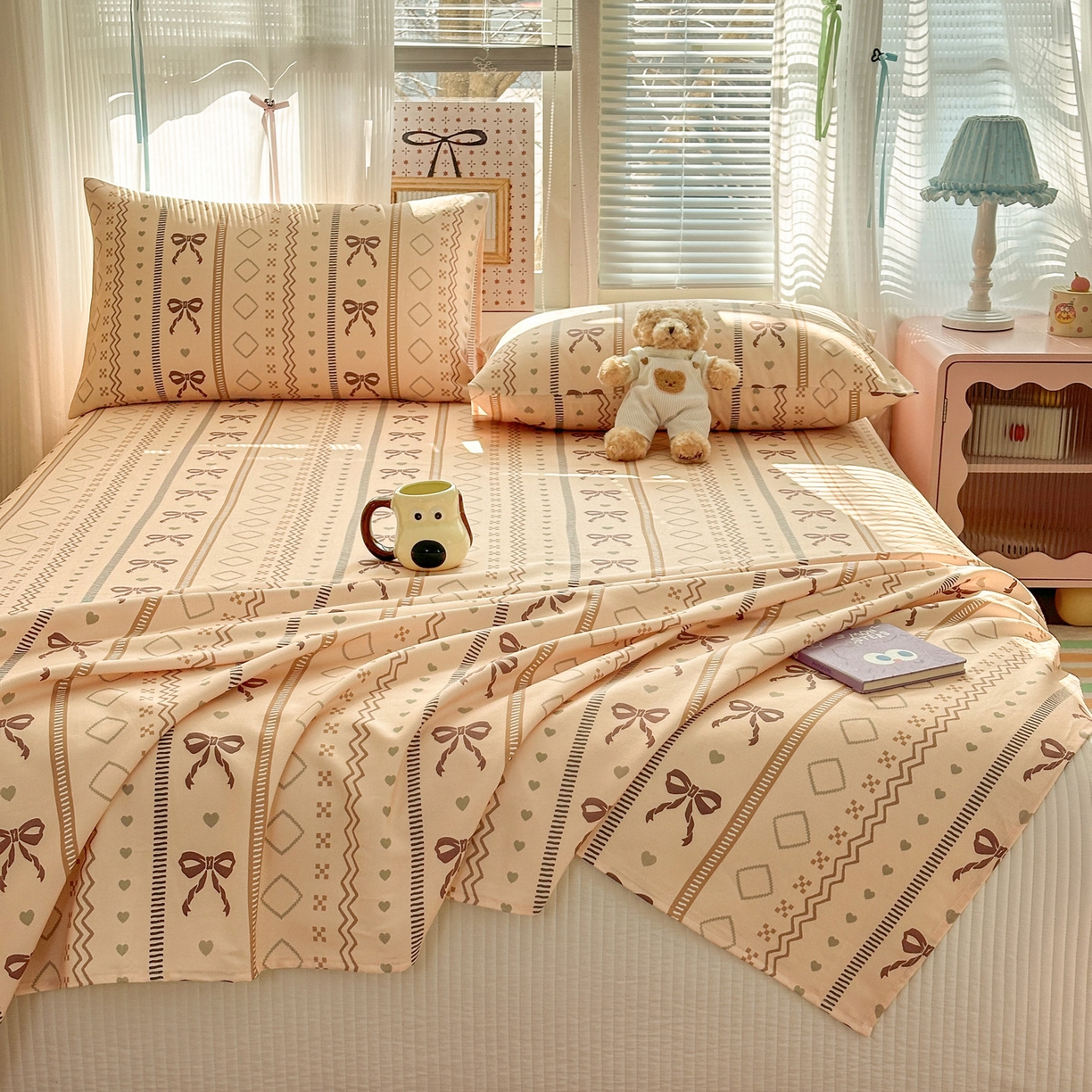 91家纺网 家纺一手货源 找家纺 女子家纺 2026新款全棉老粗布床单 幸运结